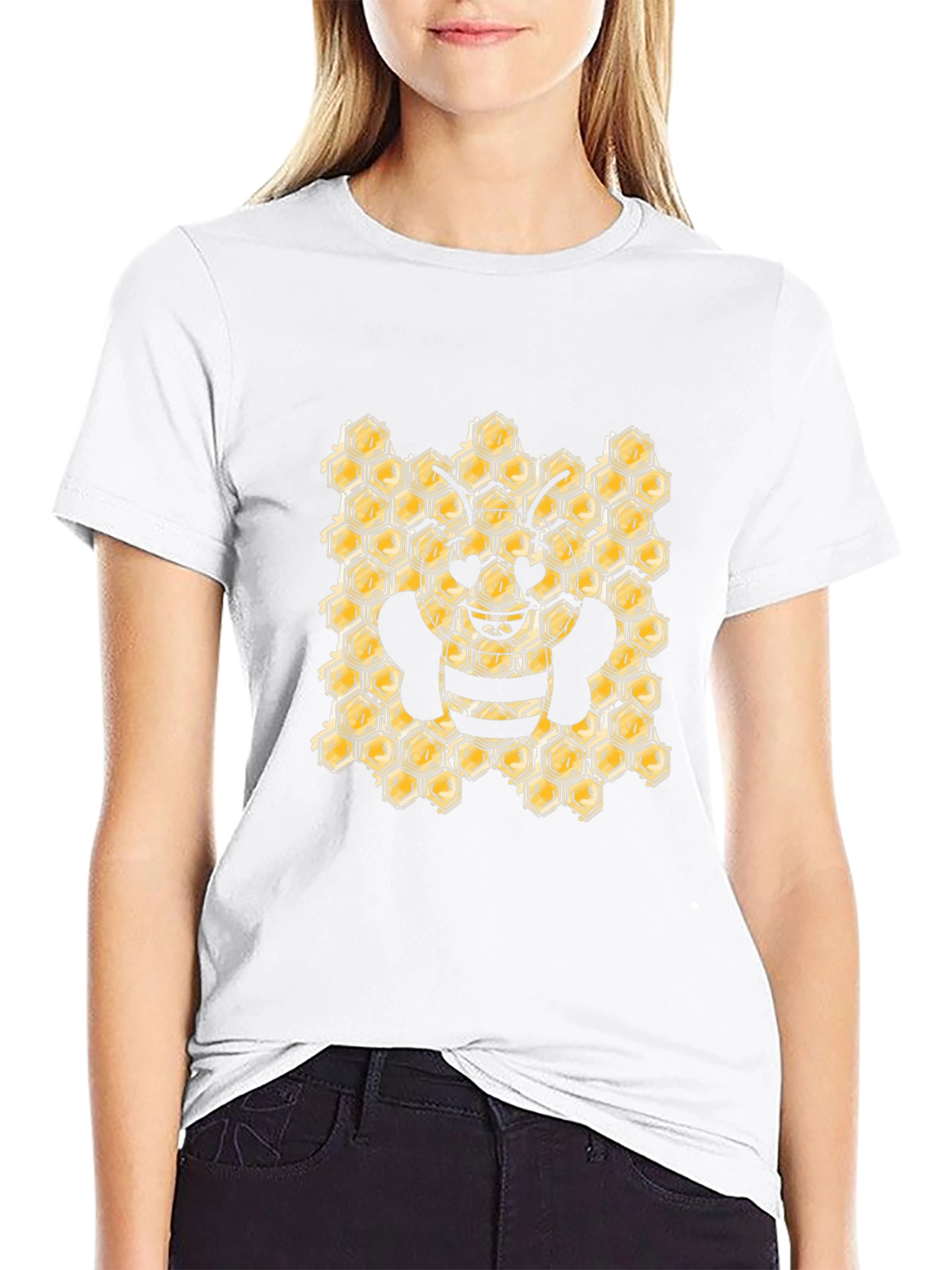 Honeycomb Bee Graphic Tee - Black