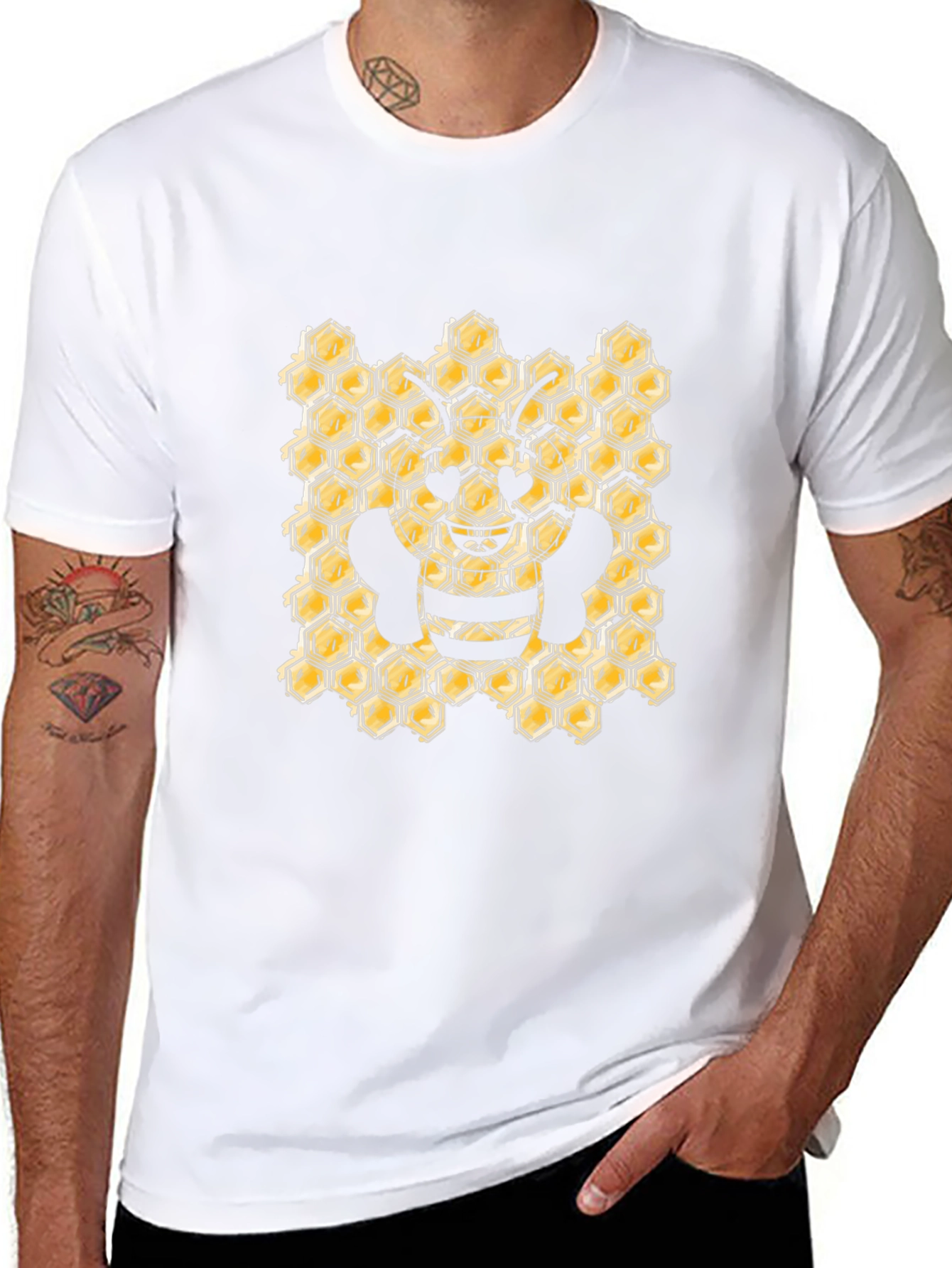 Honeycomb Bee Graphic Tee - Black