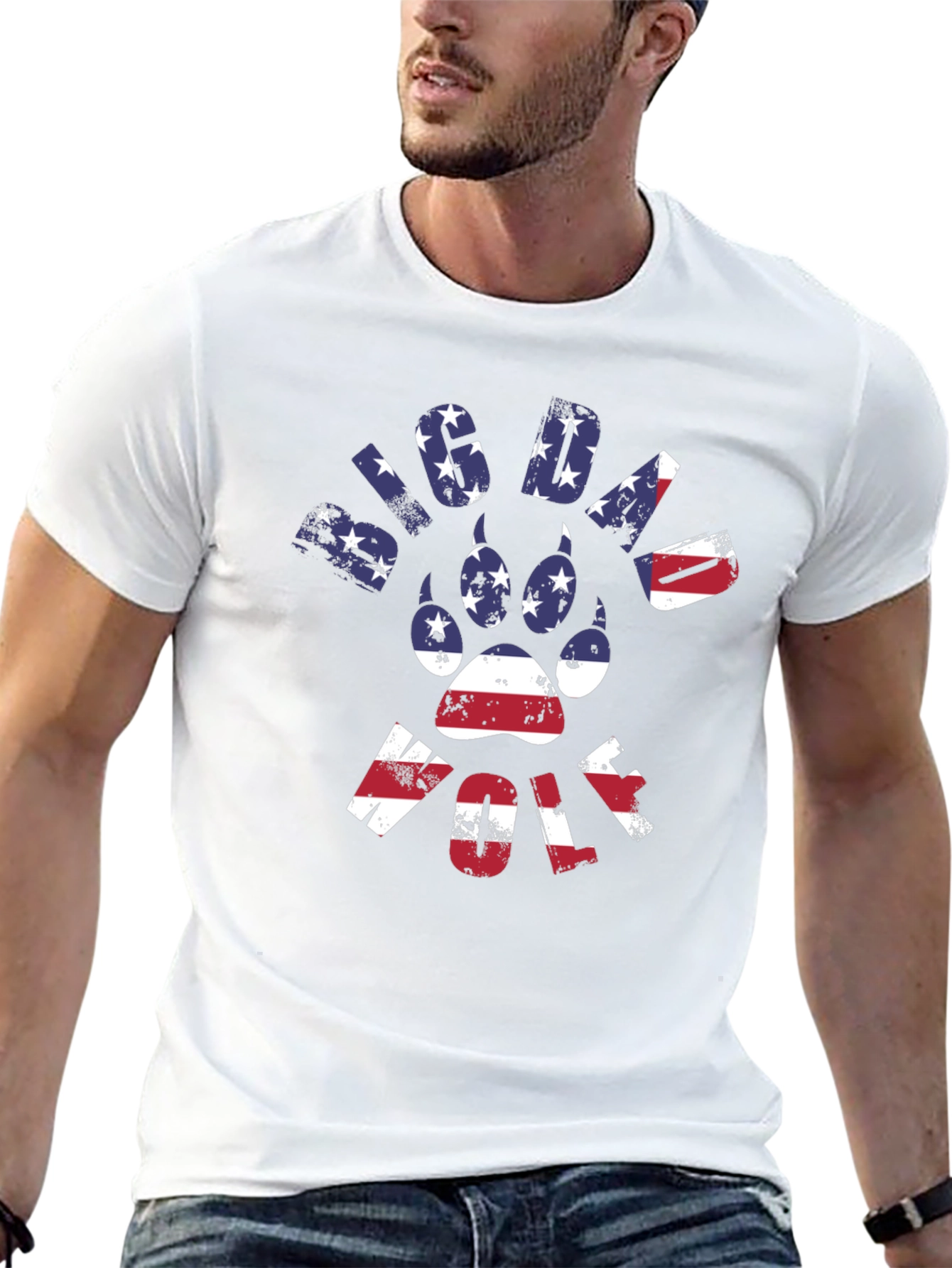 Big Dawg Wolf Patriotic Graphic Tee