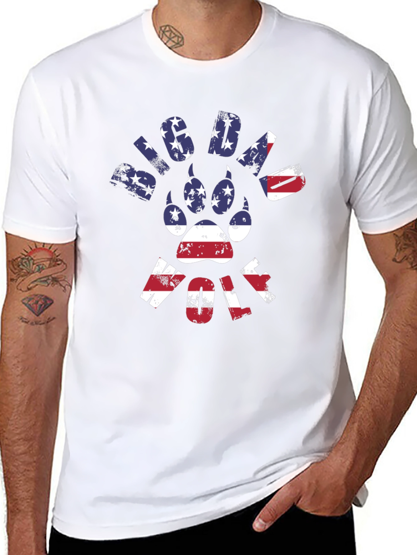 Big Dawg Wolf Patriotic Graphic Tee