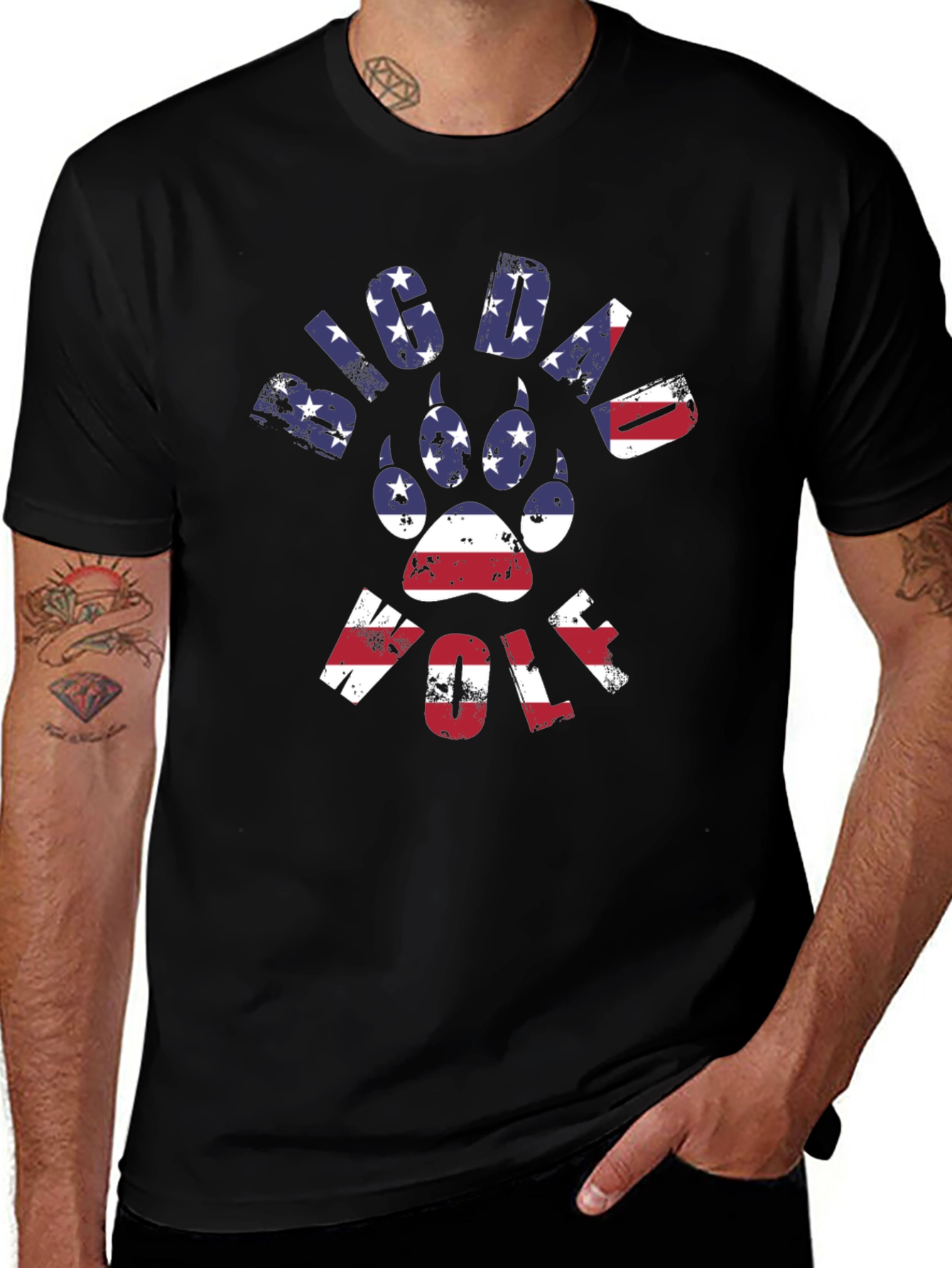 Big Dawg Wolf Patriotic Graphic Tee
