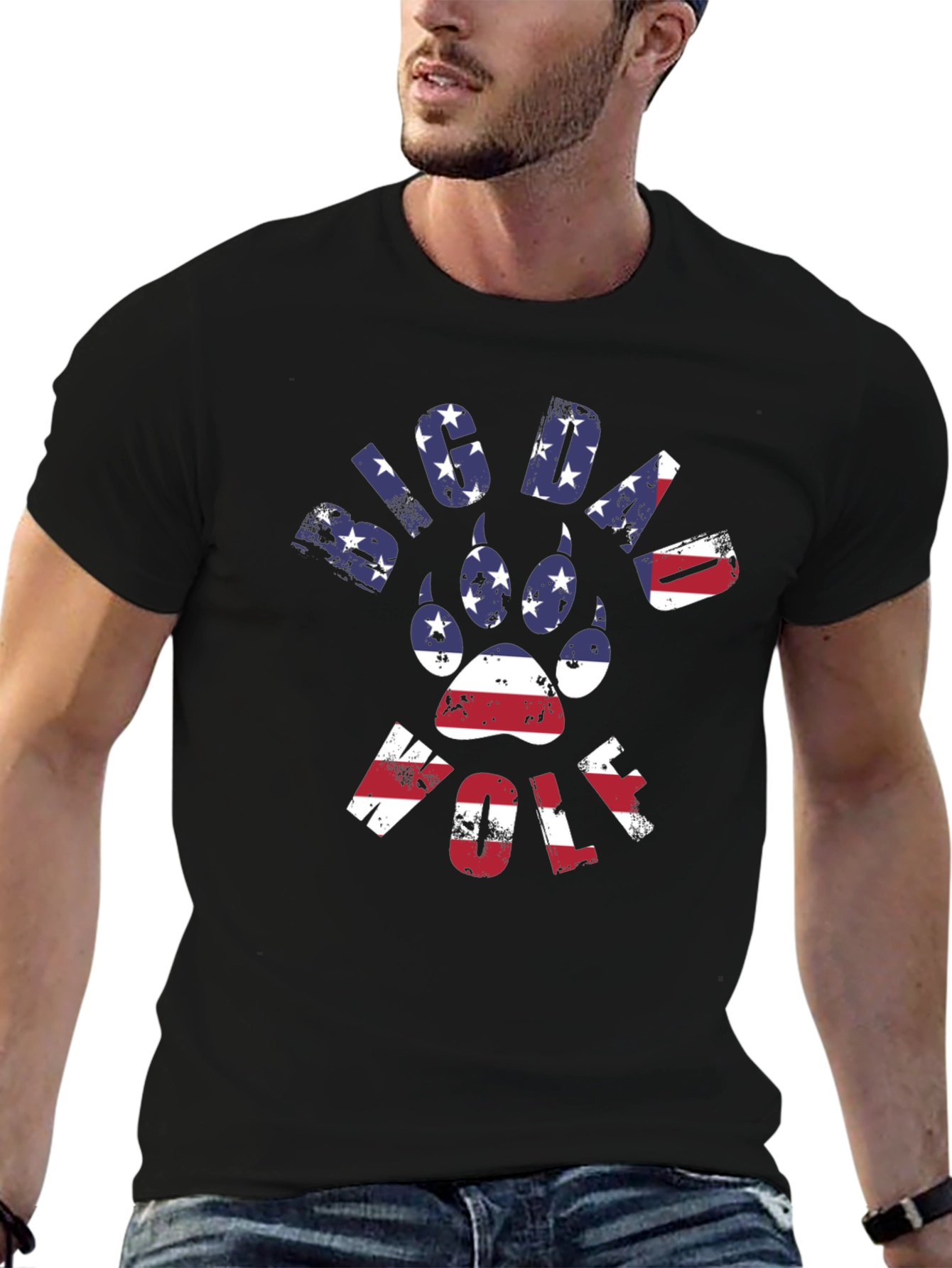 Big Dawg Wolf Patriotic Graphic Tee
