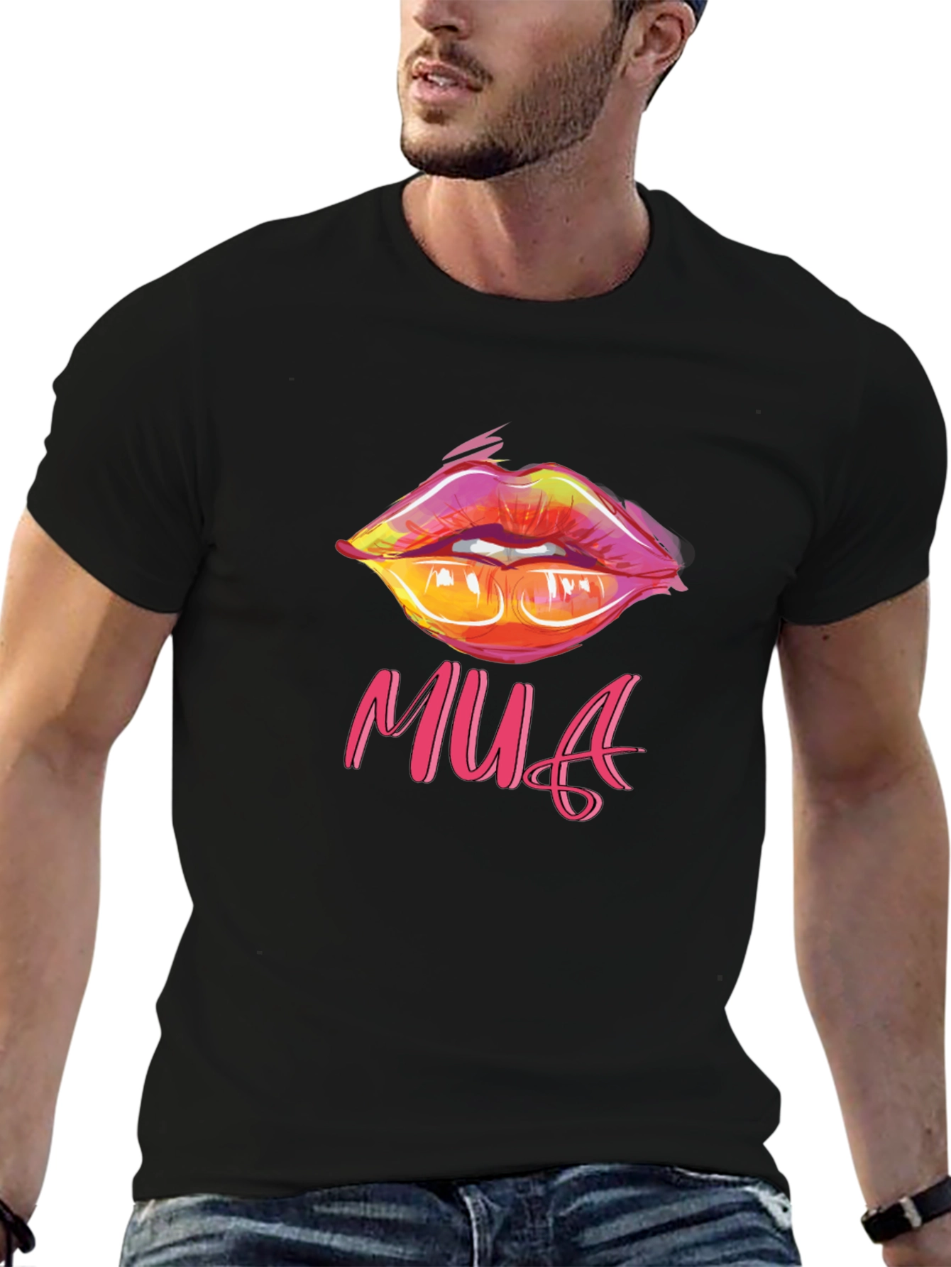 MUA Lips Graphic Tee - Stylish Black T-Shirt