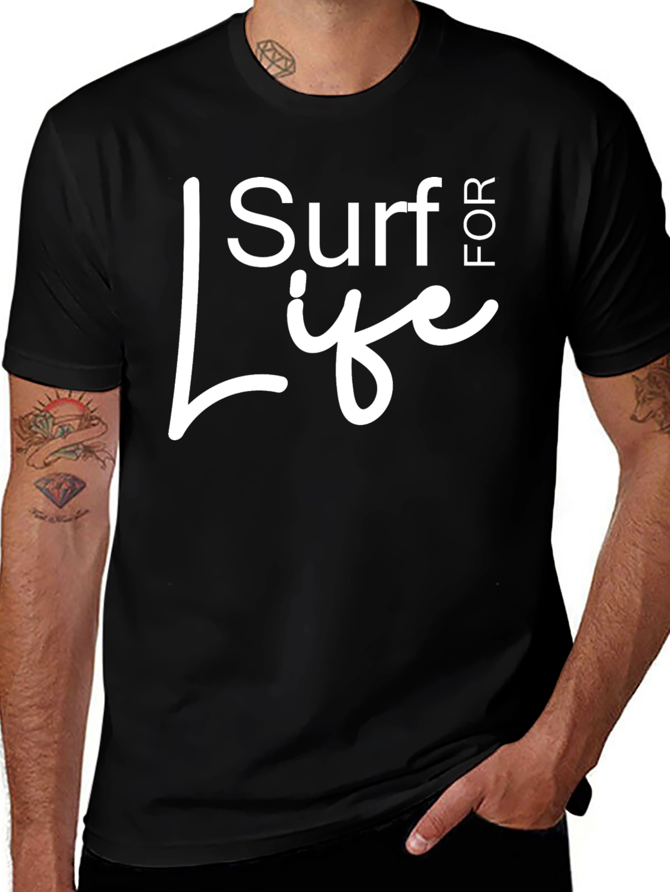 Surf For Life Black T-Shirt