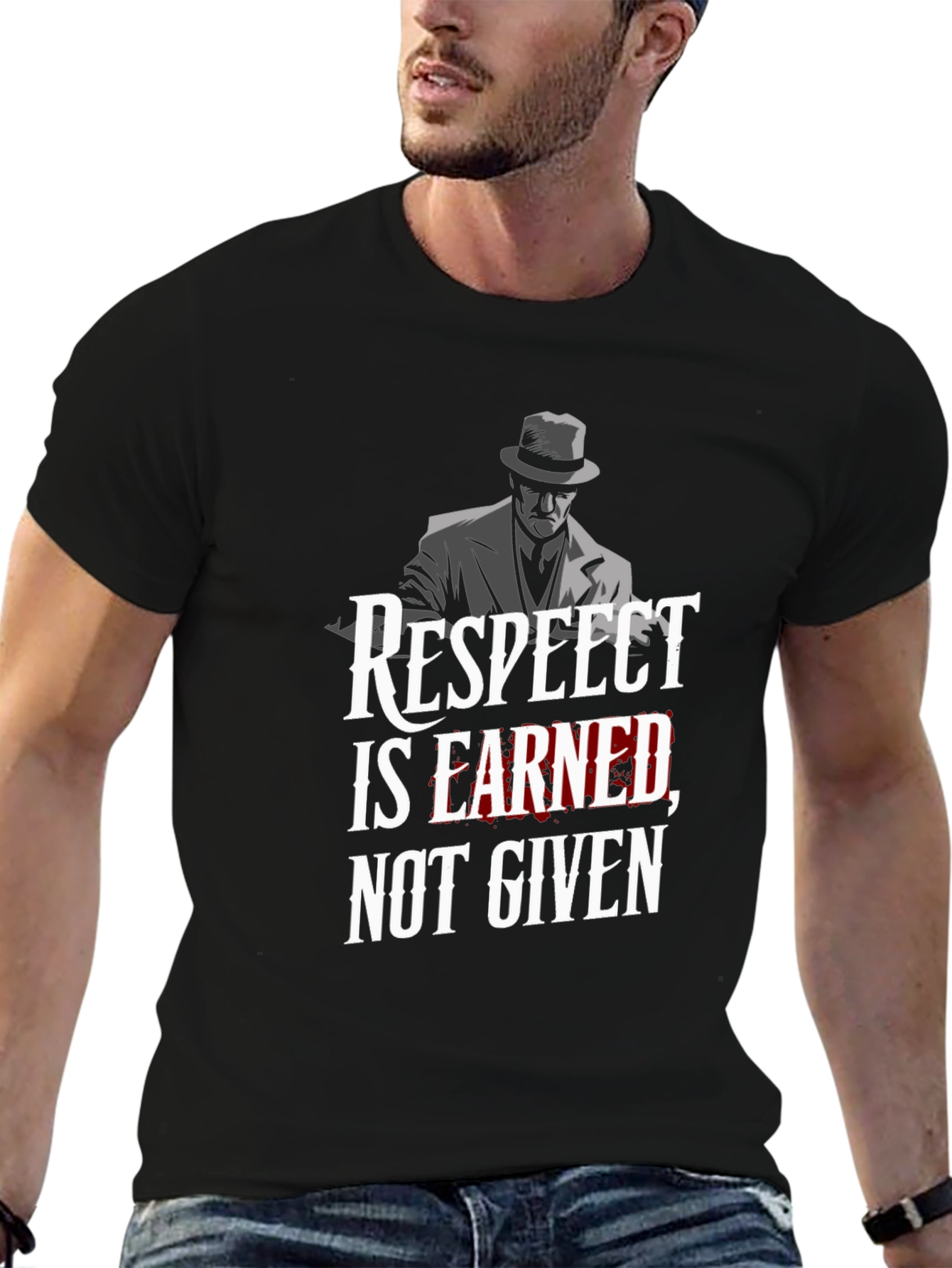 Respect Earned Graphic Tee - Black Cotton T-Shirt
