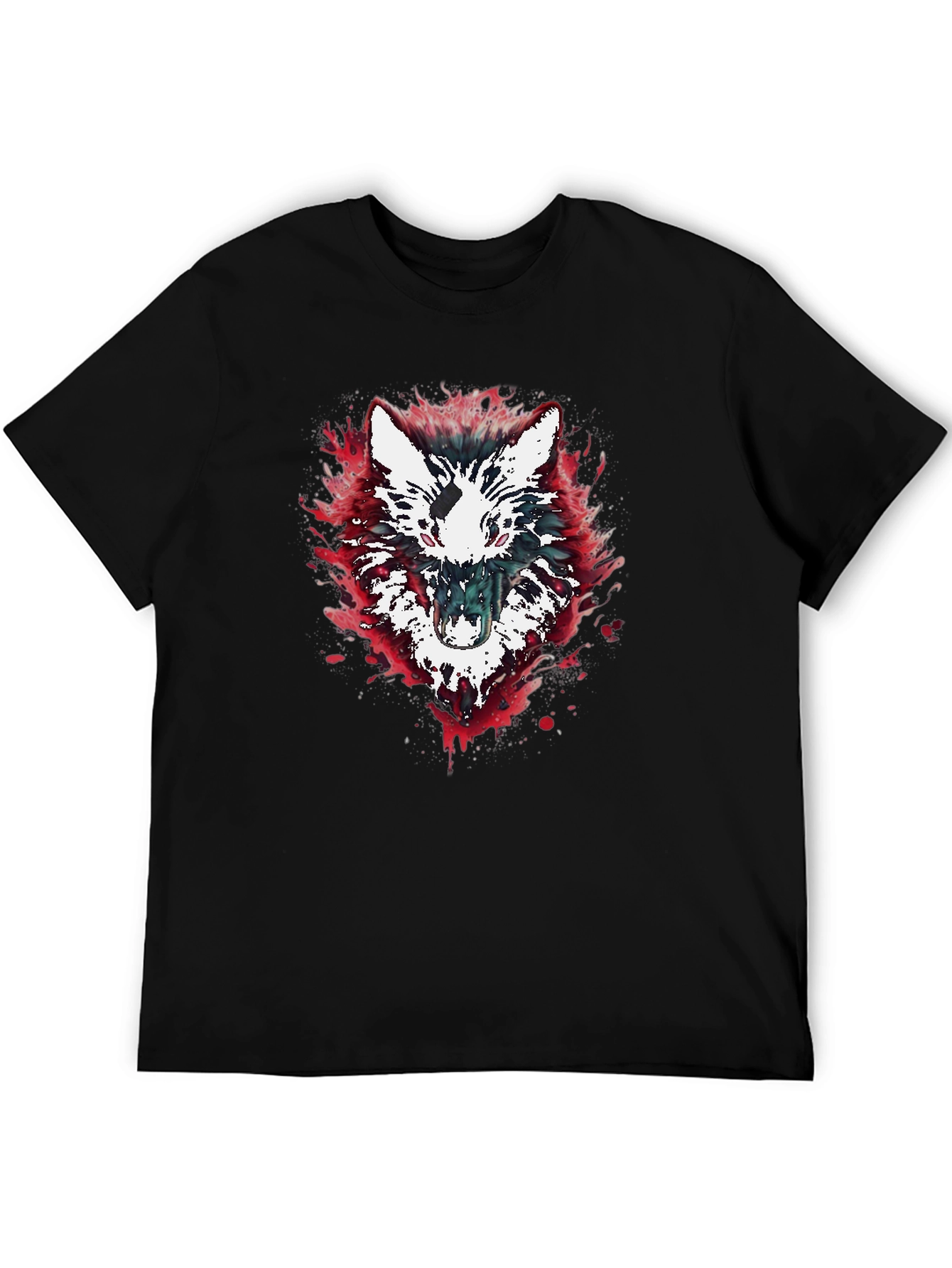 Wolf Graphic Print Black T-Shirt