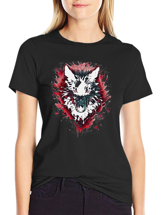 Wolf Graphic Print Black T-Shirt