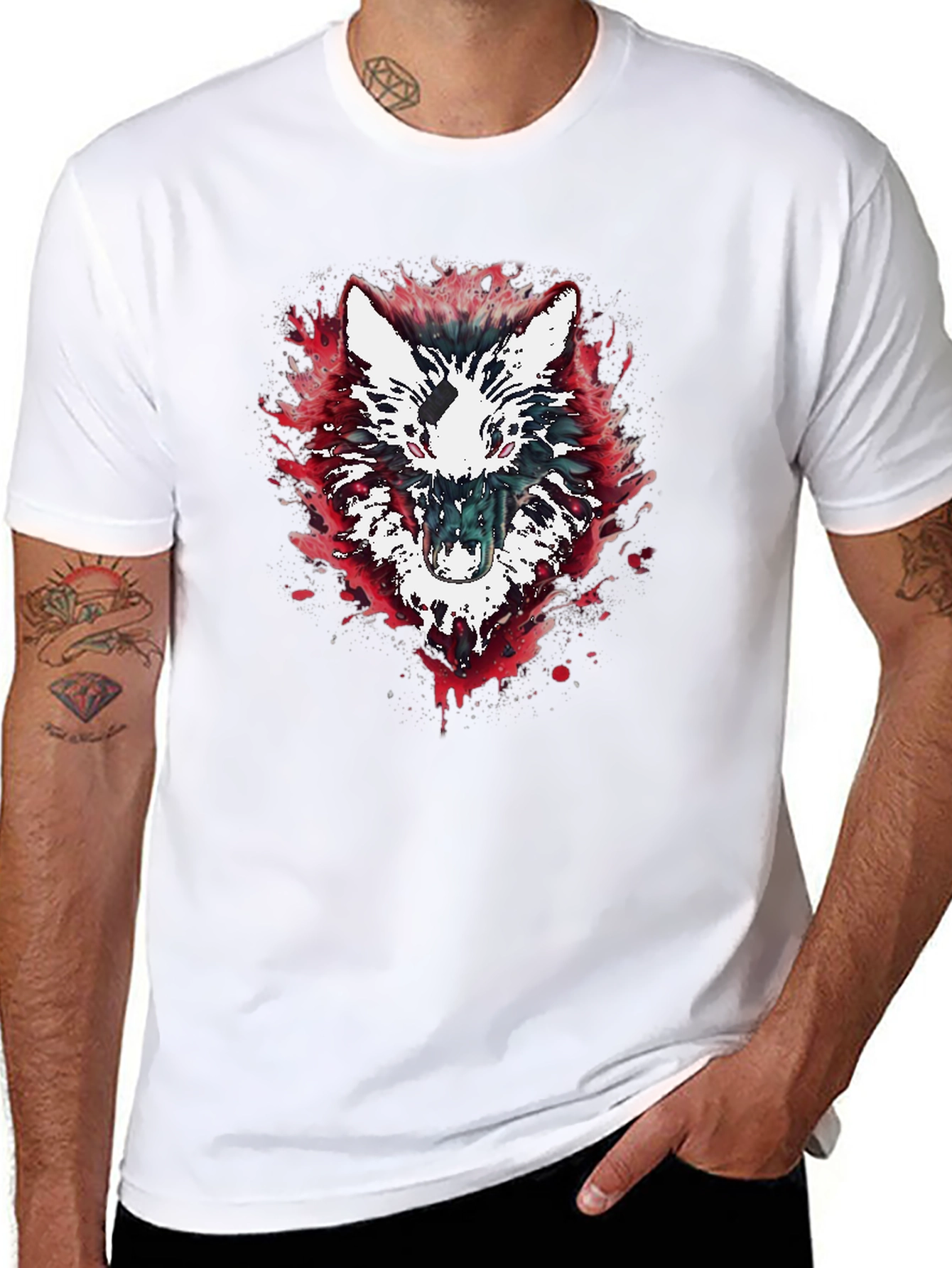 Wolf Graphic Print Black T-Shirt