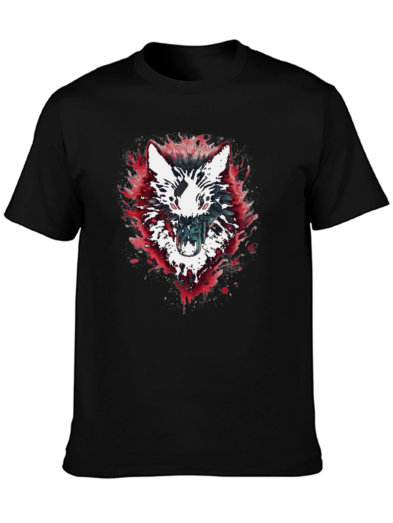 Wolf Graphic Print Black T-Shirt