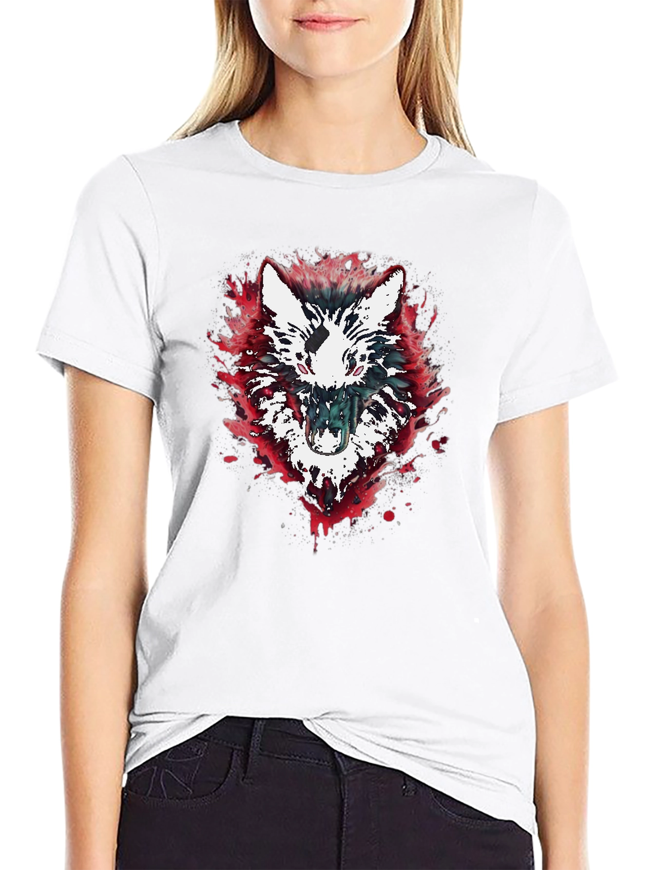 Wolf Graphic Print Black T-Shirt