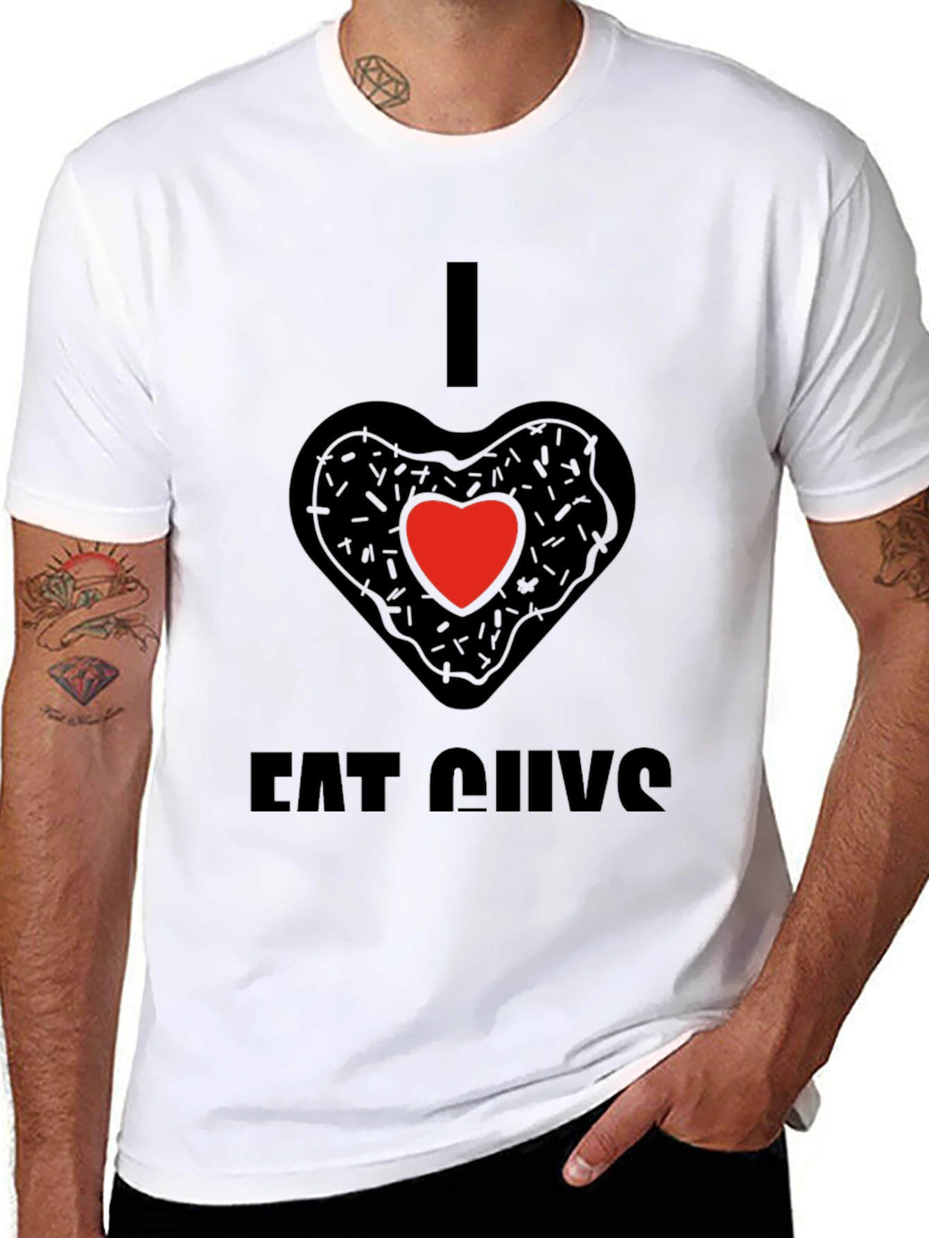 I Heart Eat Guys Black T-Shirt