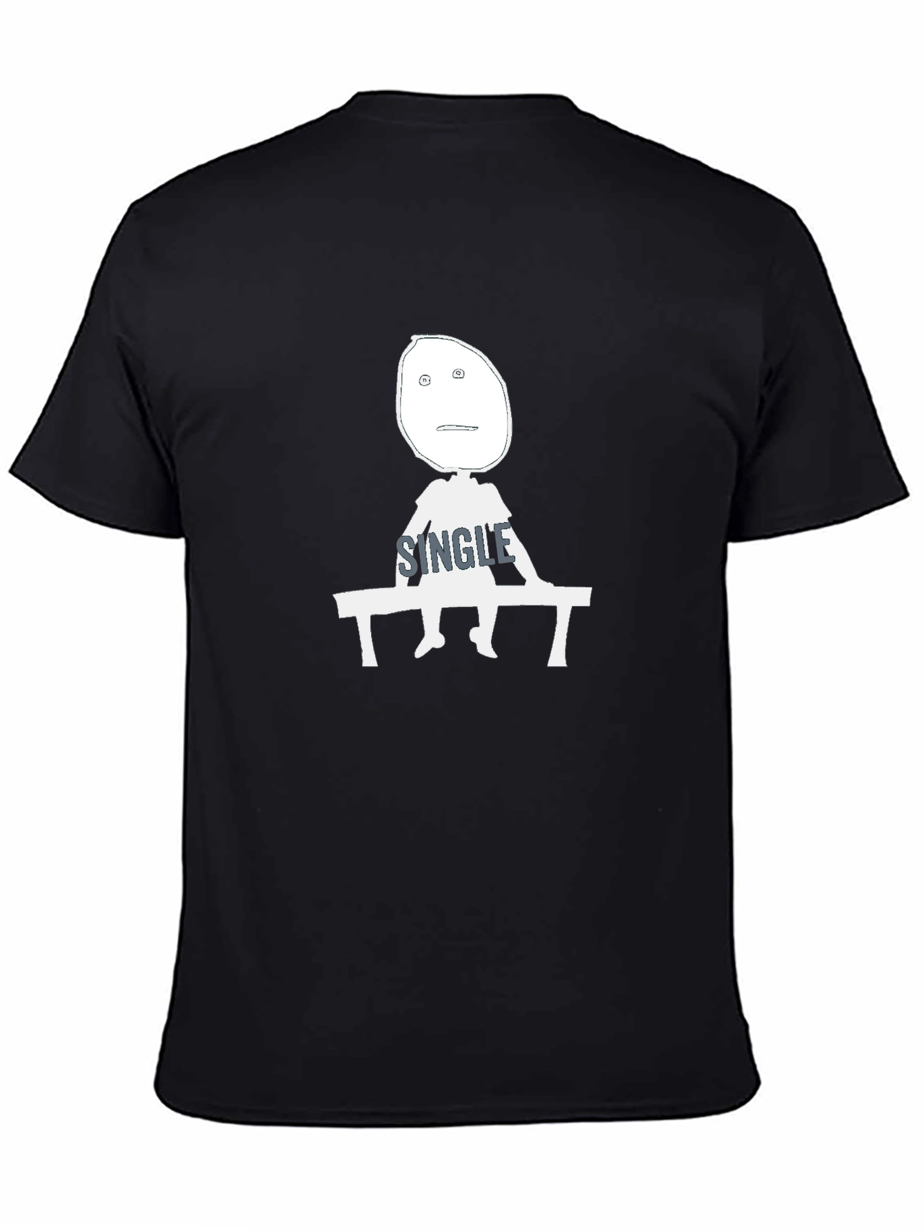 Single Guy Cartoon Graphic T-Shirt - Black