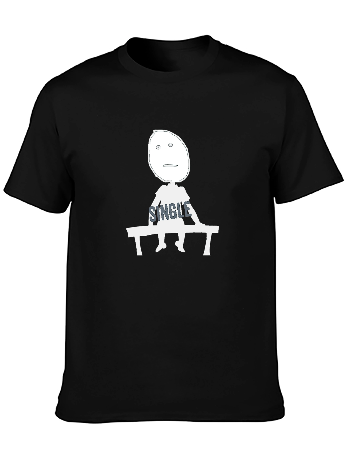 Single Guy Cartoon Graphic T-Shirt - Black