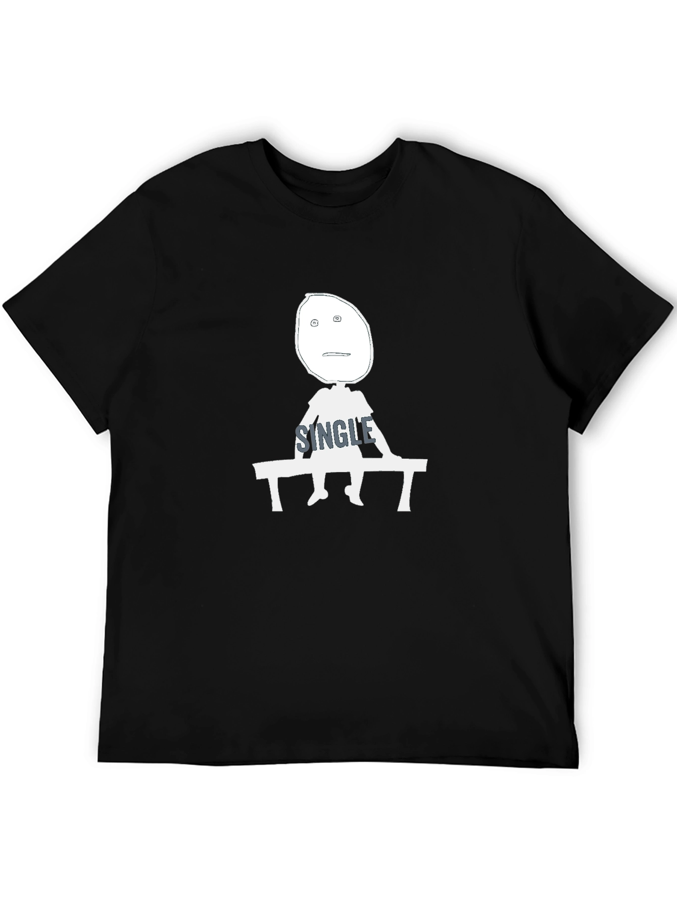 Single Guy Cartoon Graphic T-Shirt - Black