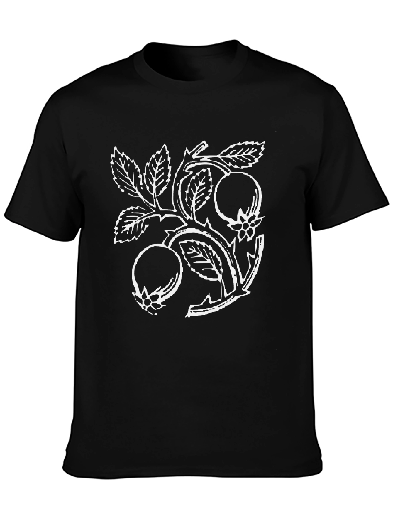 Botanical Print Black T-Shirt