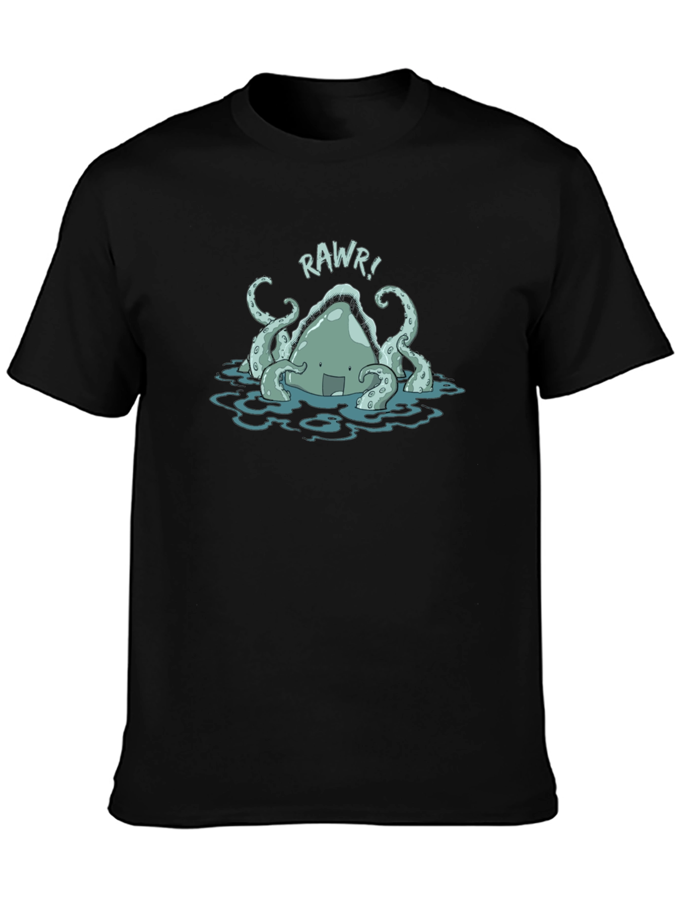 Rawr! Kraken Graphic Tee - Black Cotton T-Shirt