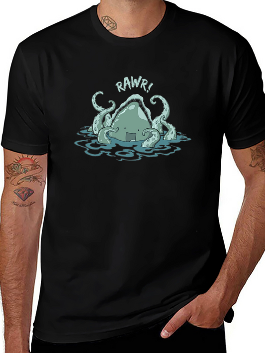 Rawr! Kraken Graphic Tee - Black Cotton T-Shirt