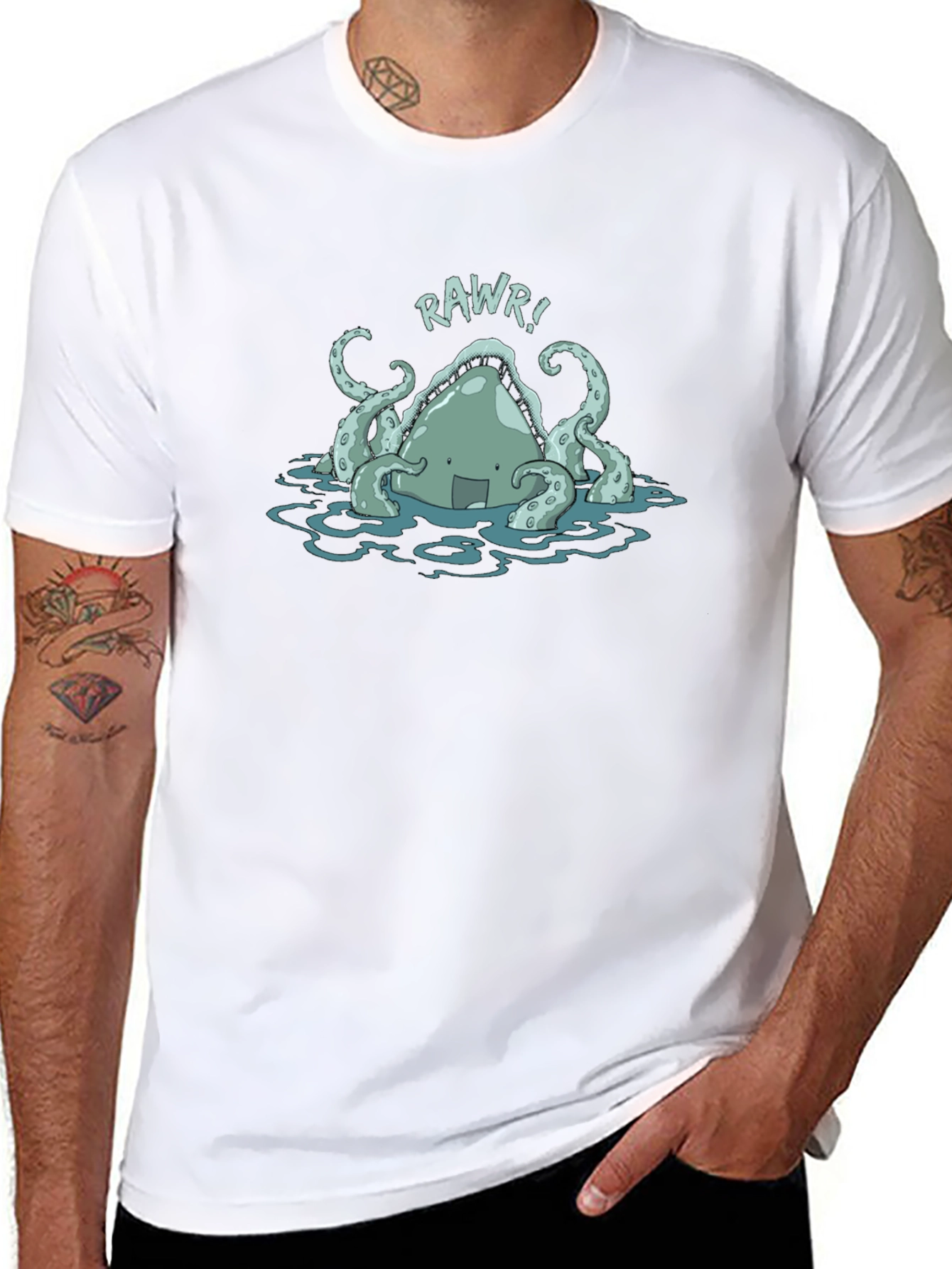 Rawr! Kraken Graphic Tee - Black Cotton T-Shirt
