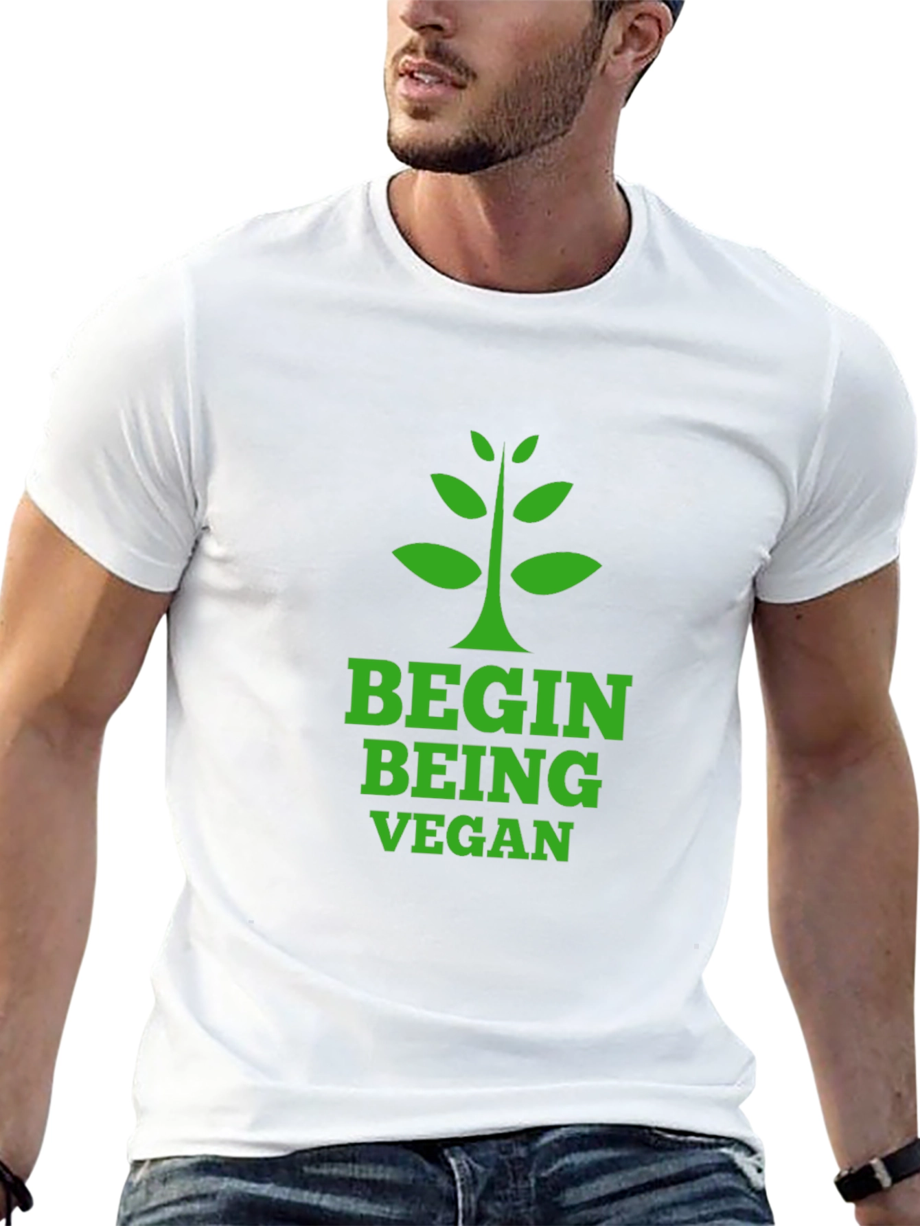 Begin Being Vegan T-Shirt - Green Graphic Tee