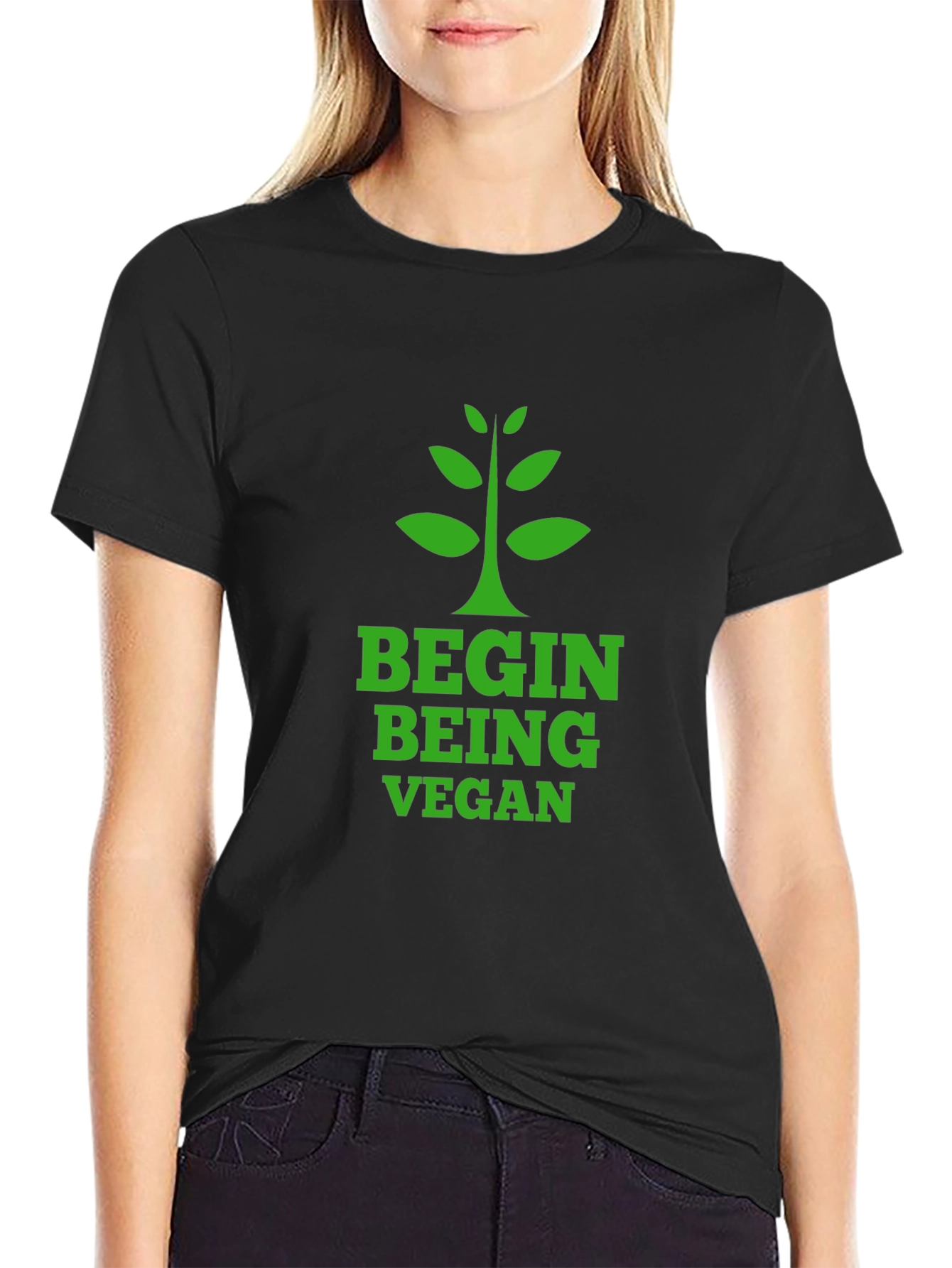 Begin Being Vegan T-Shirt - Green Graphic Tee