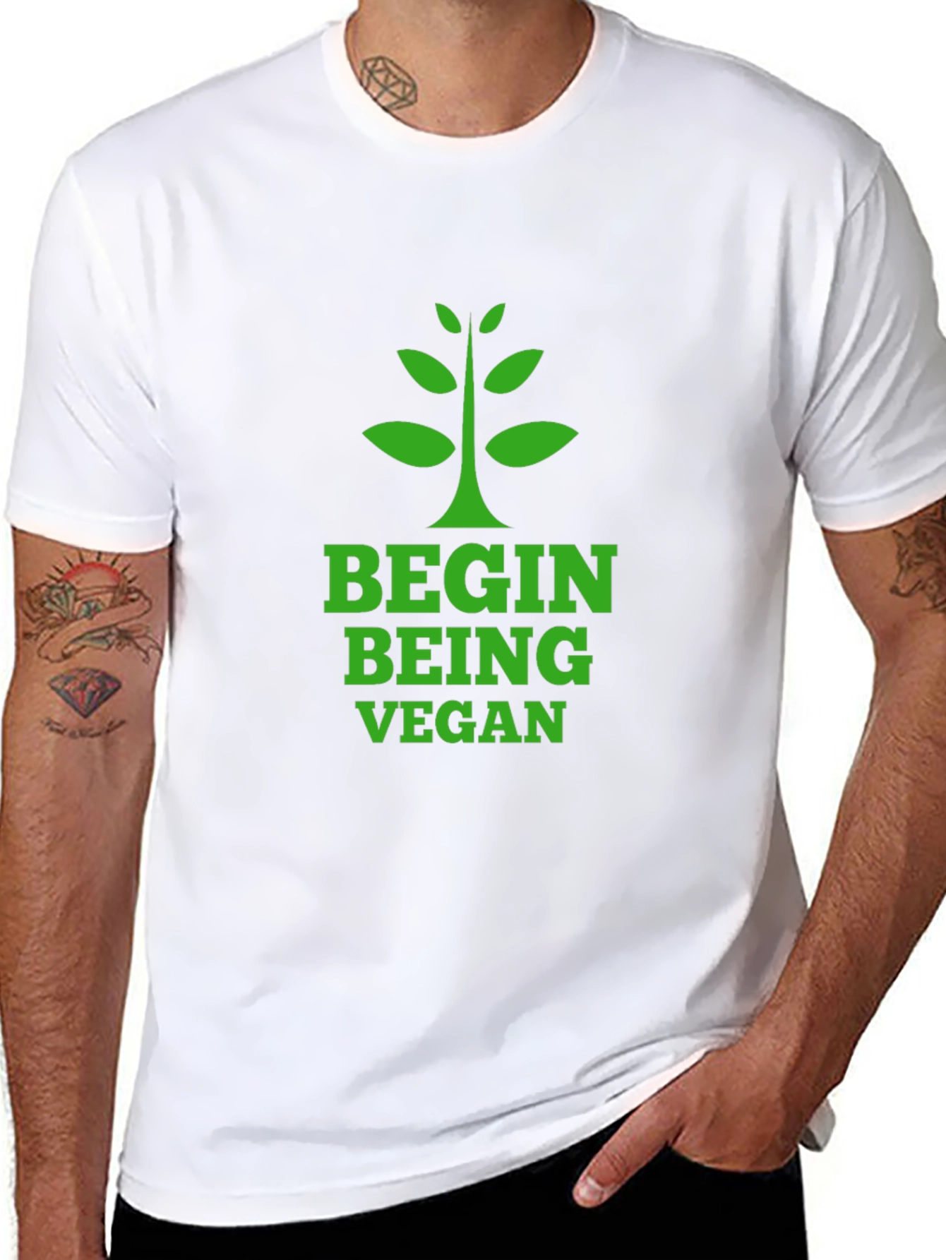 Begin Being Vegan T-Shirt - Green Graphic Tee