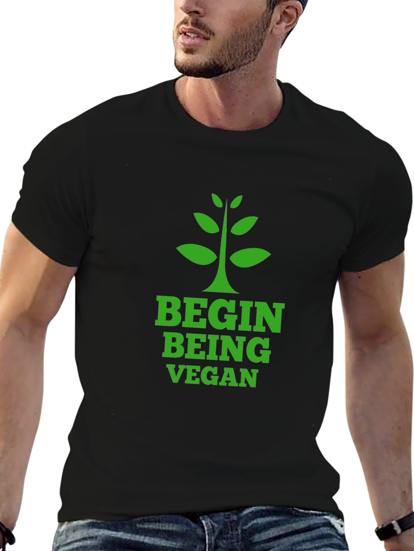 Begin Being Vegan T-Shirt - Green Graphic Tee