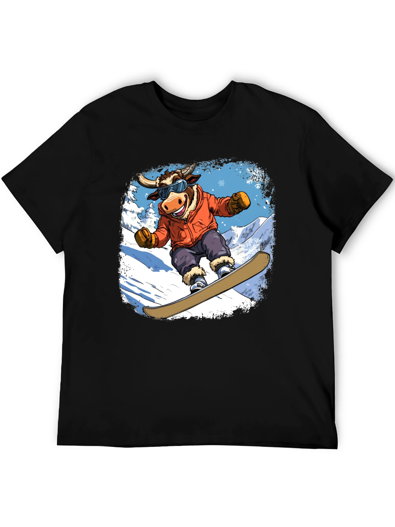 Snowboarding Bull Graphic Tee