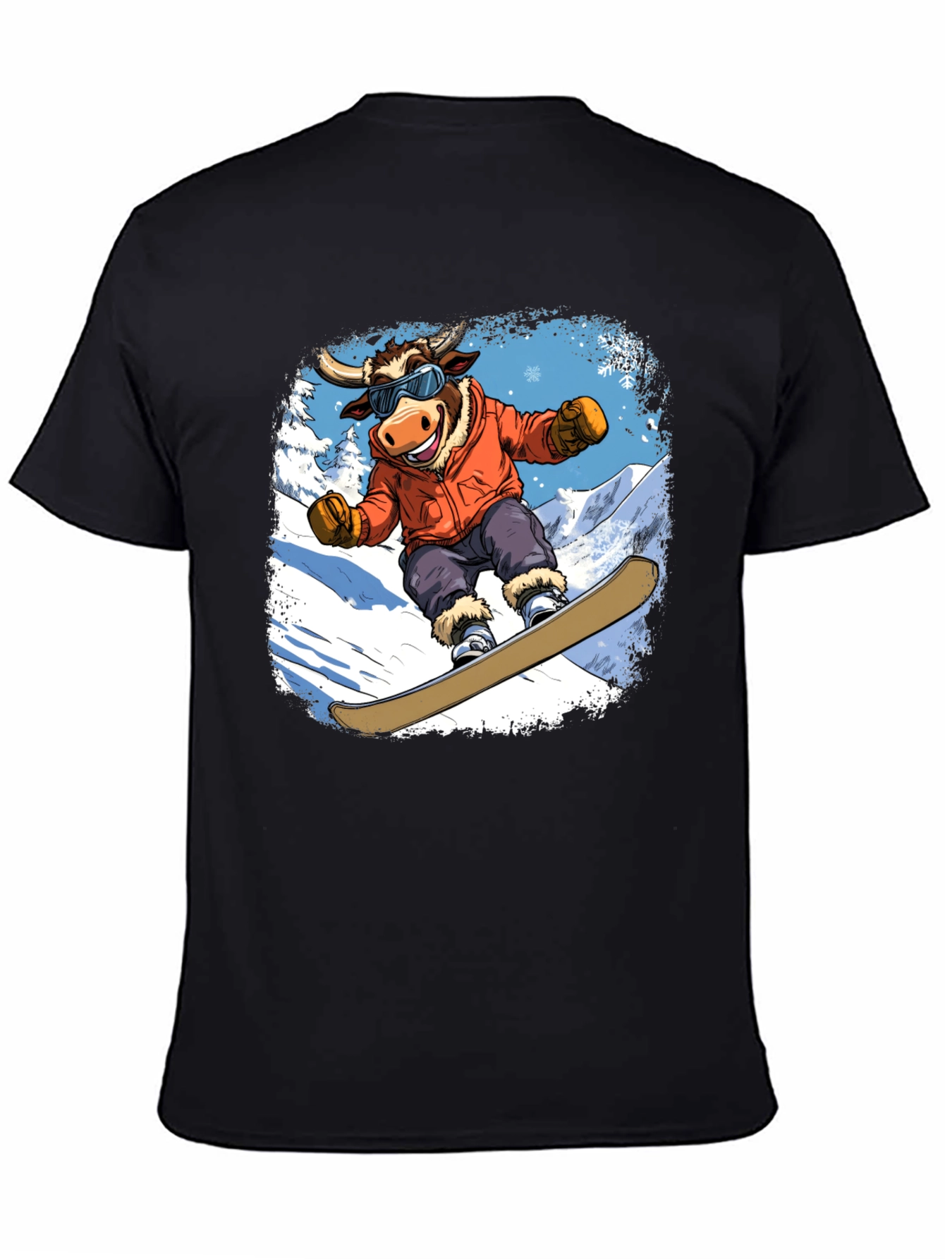 Snowboarding Bull Graphic Tee