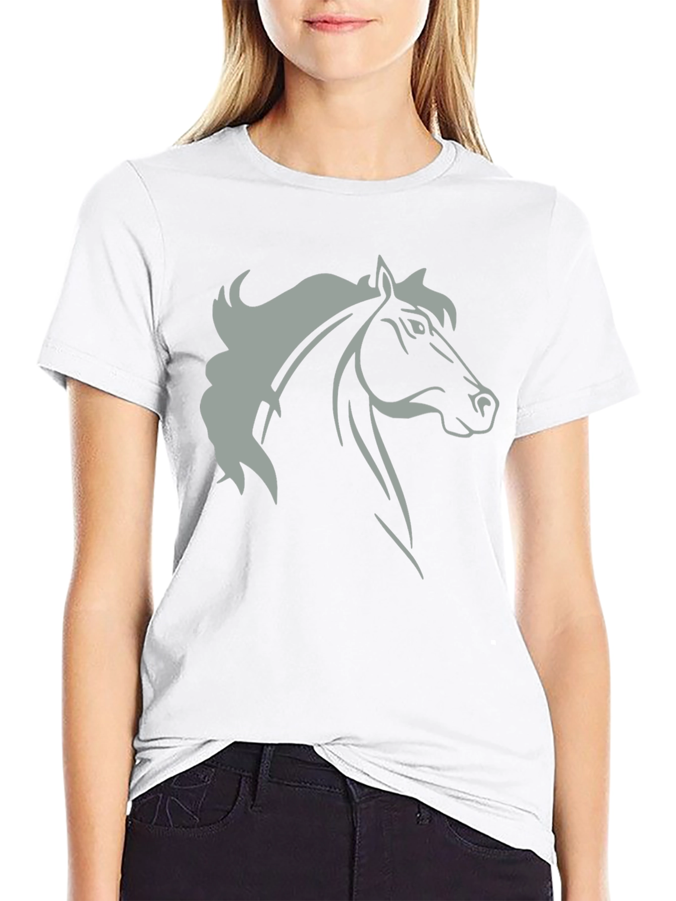 Horse Head Graphic Print T-Shirt