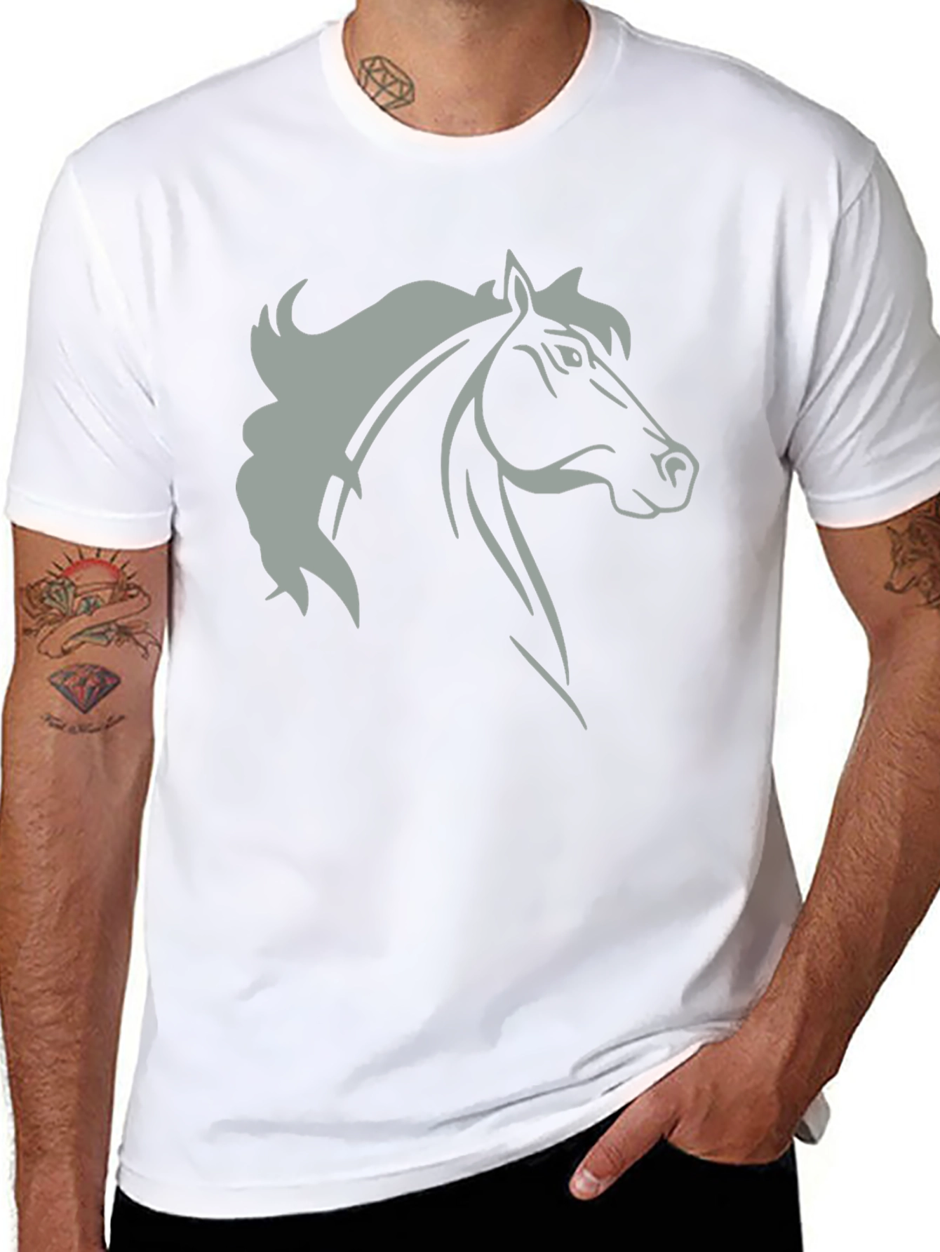 Horse Head Graphic Print T-Shirt