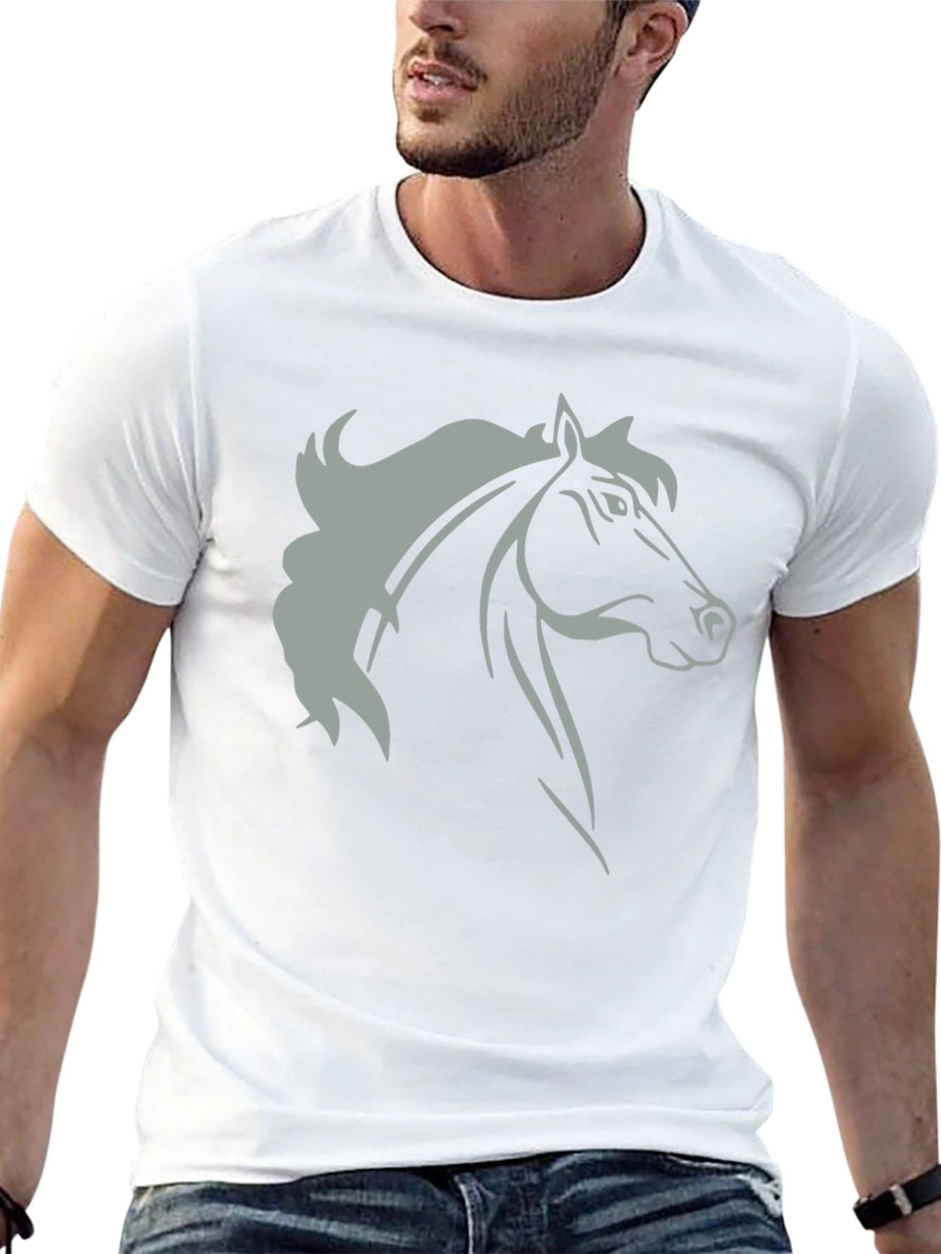Horse Head Graphic Print T-Shirt