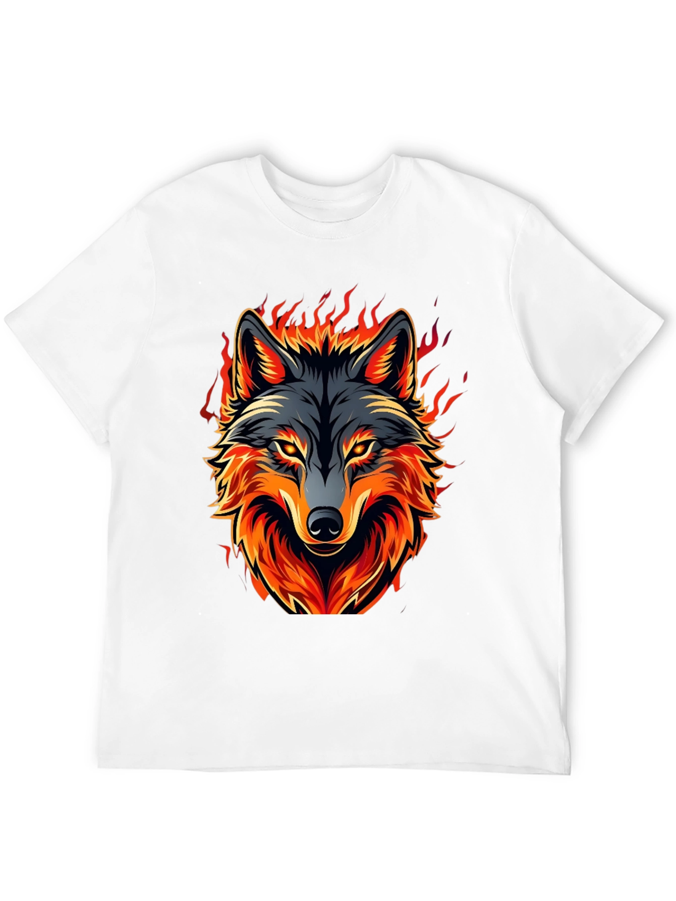 Fiery Wolf Graphic Tee - Black