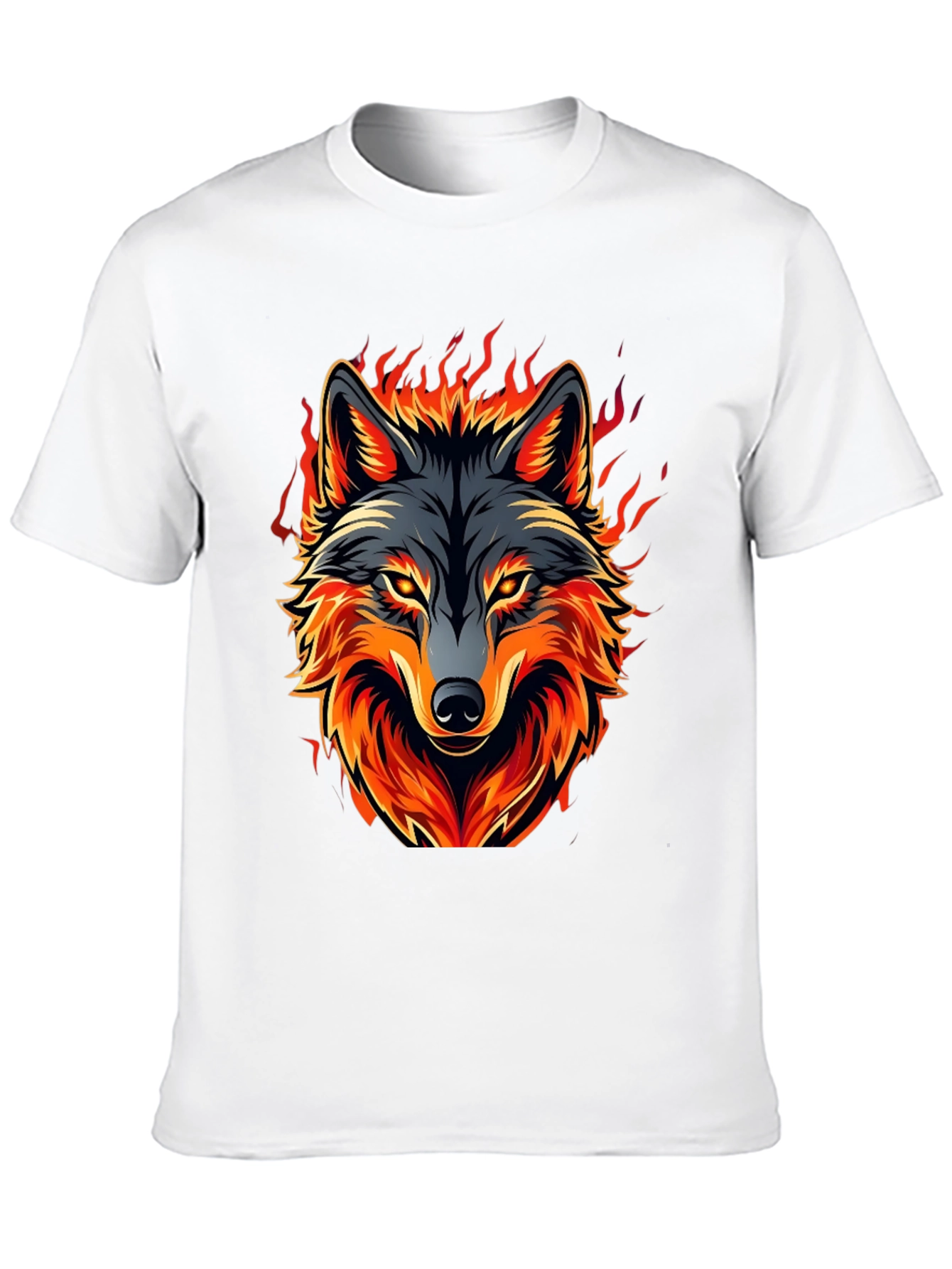 Fiery Wolf Graphic Tee - Black