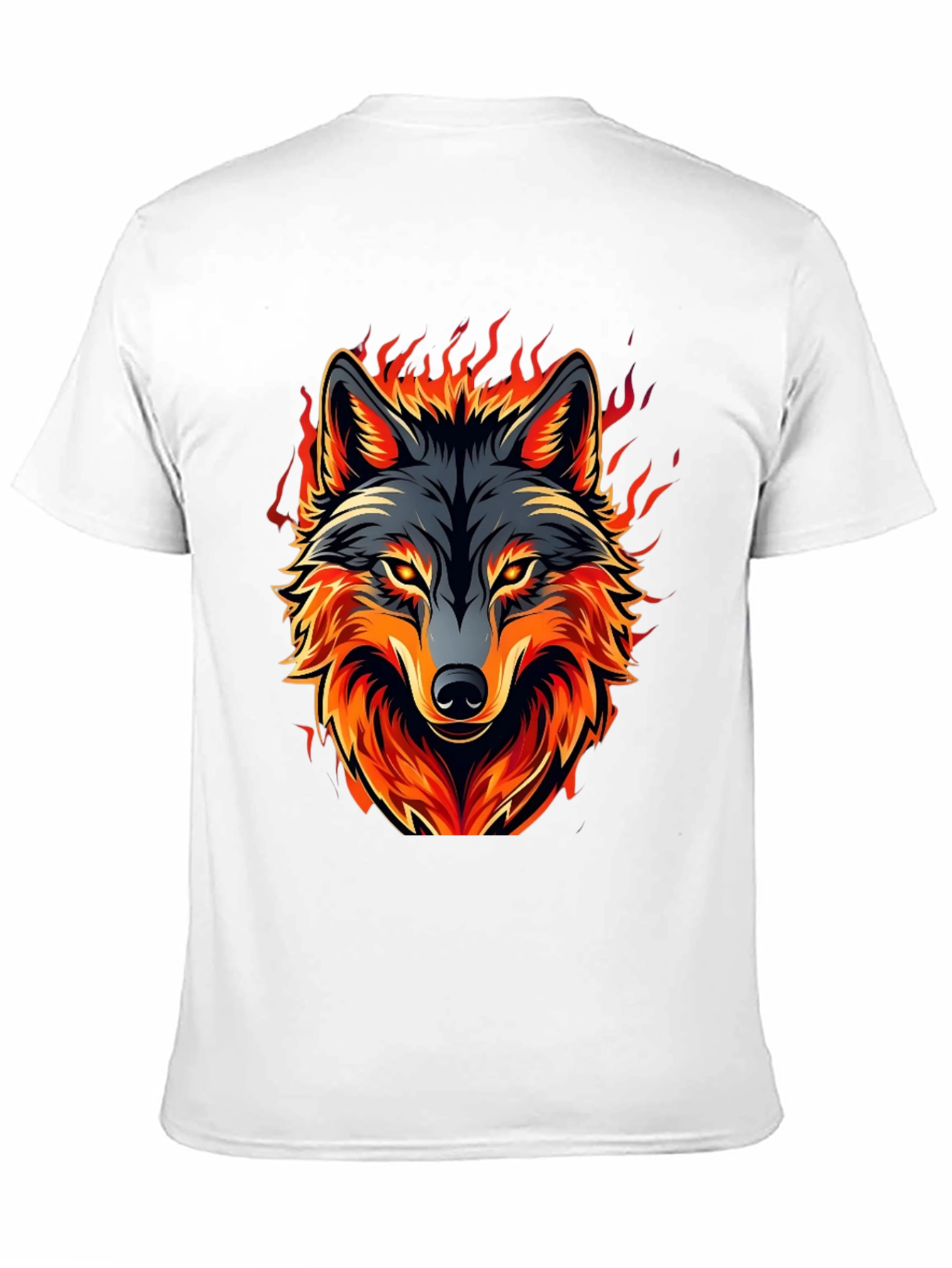 Fiery Wolf Graphic Tee - Black