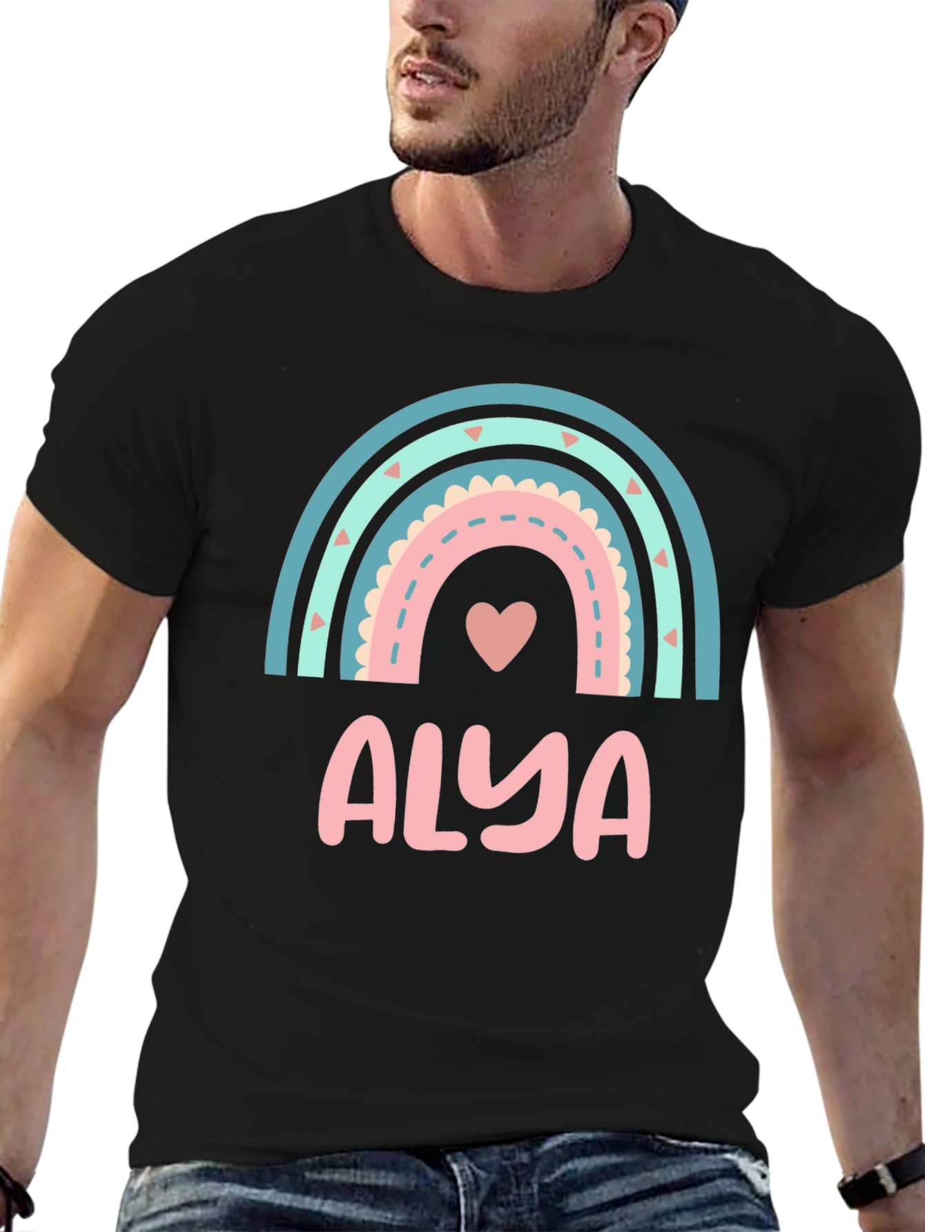 Alya Rainbow Heart Personalized T-Shirt