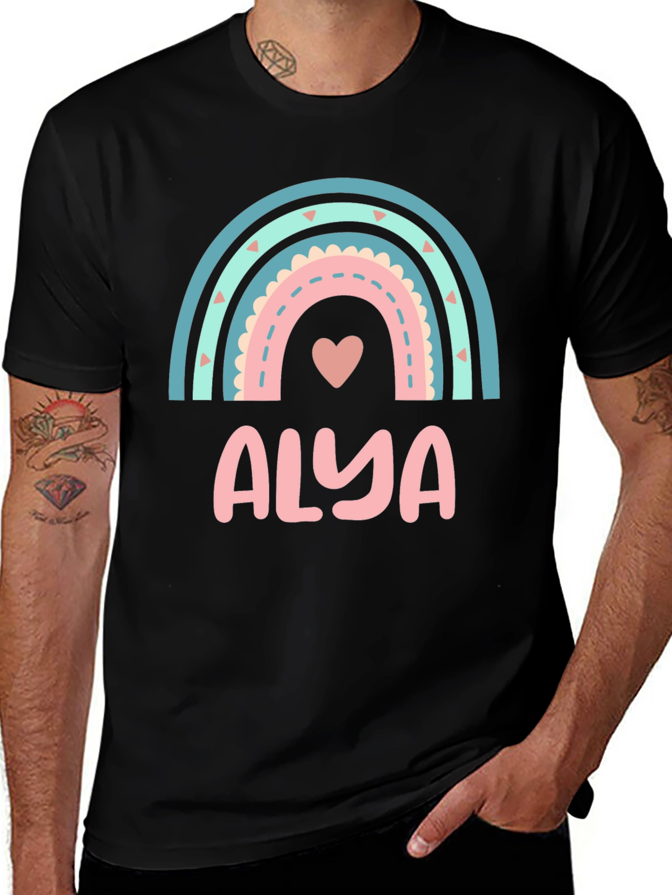 Alya Rainbow Heart Personalized T-Shirt