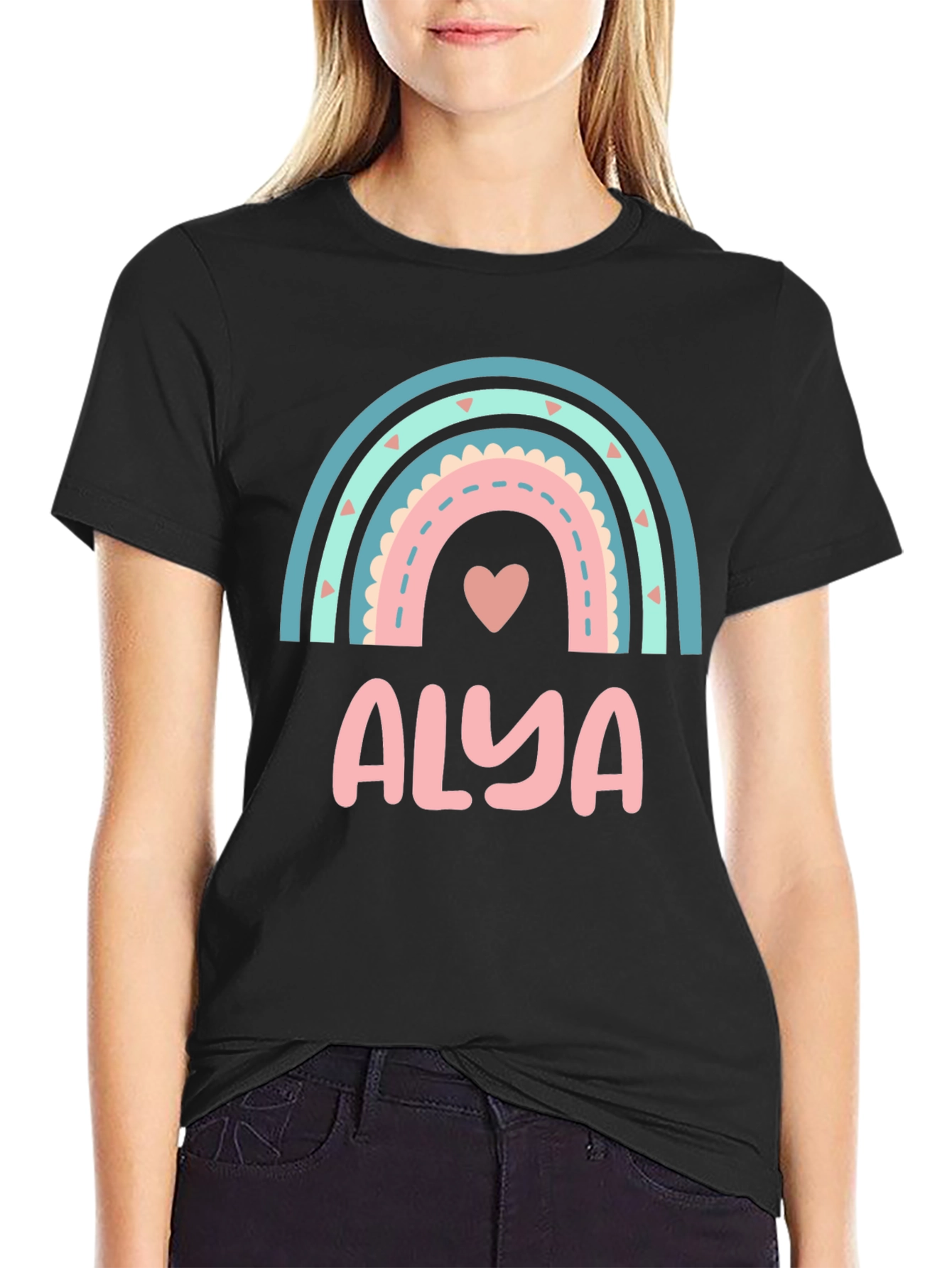 Alya Rainbow Heart Personalized T-Shirt