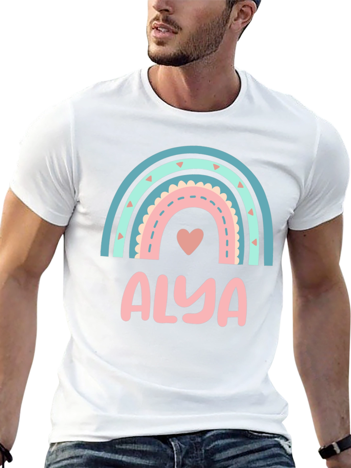 Alya Rainbow Heart Personalized T-Shirt