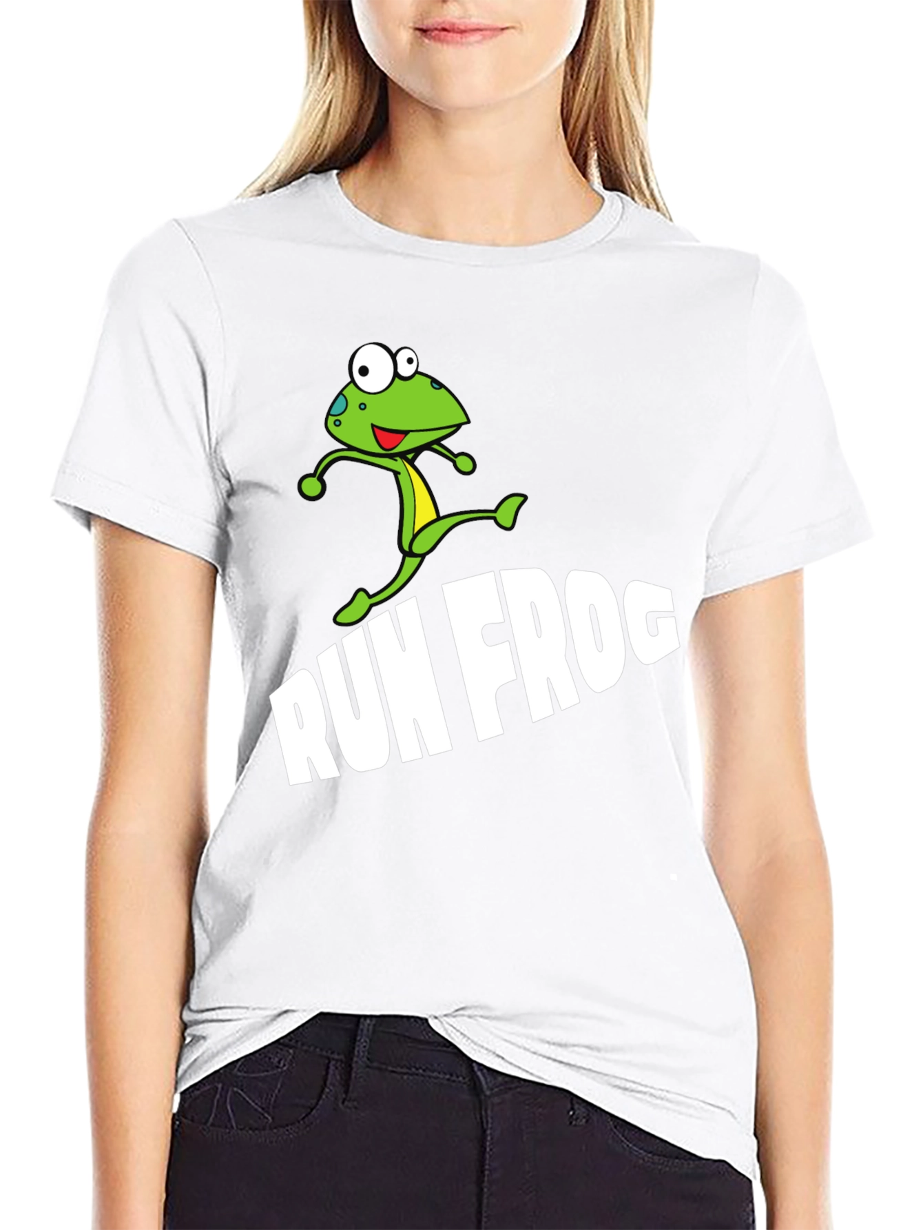 Run Frog Graphic Tee - Black Cotton Blend T-Shirt