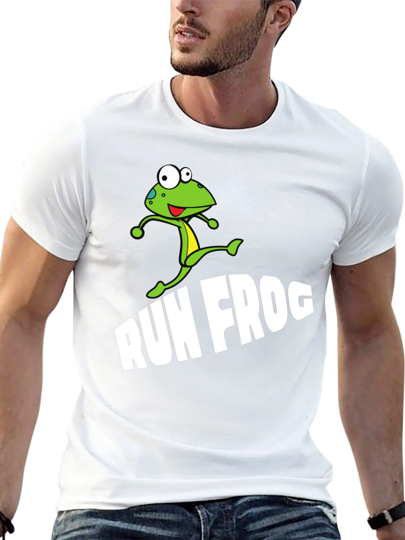 Run Frog Graphic Tee - Black Cotton Blend T-Shirt