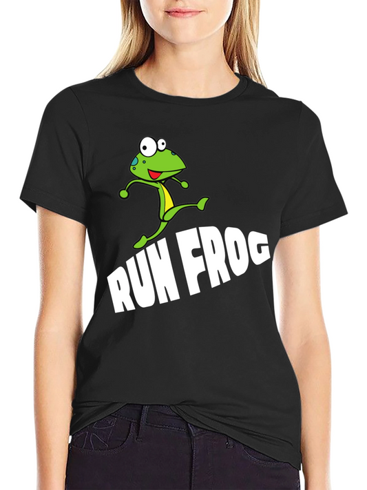 Run Frog Graphic Tee - Black Cotton Blend T-Shirt
