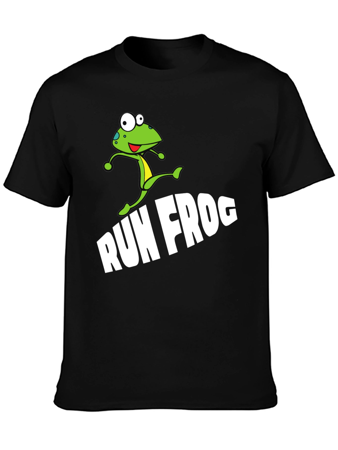 Run Frog Graphic Tee - Black Cotton Blend T-Shirt