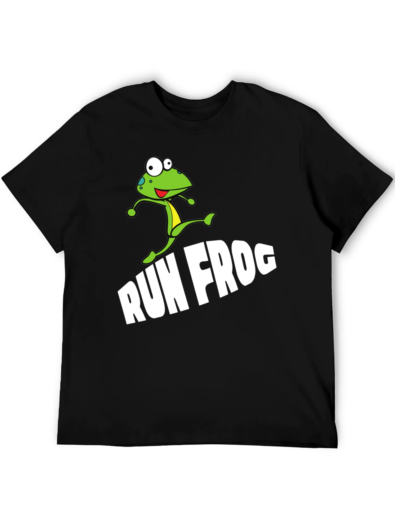 Run Frog Graphic Tee - Black Cotton Blend T-Shirt
