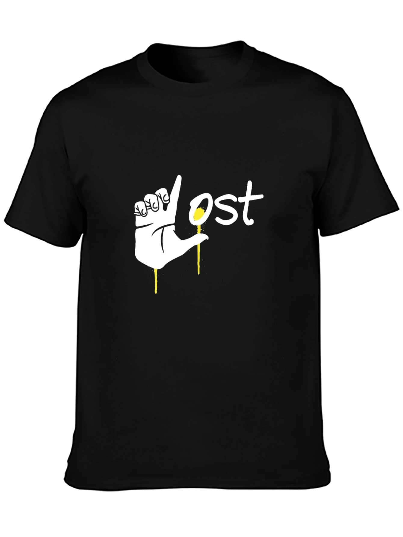 Lost Hand Graphic Black T-Shirt - Stylish Mens Tee
