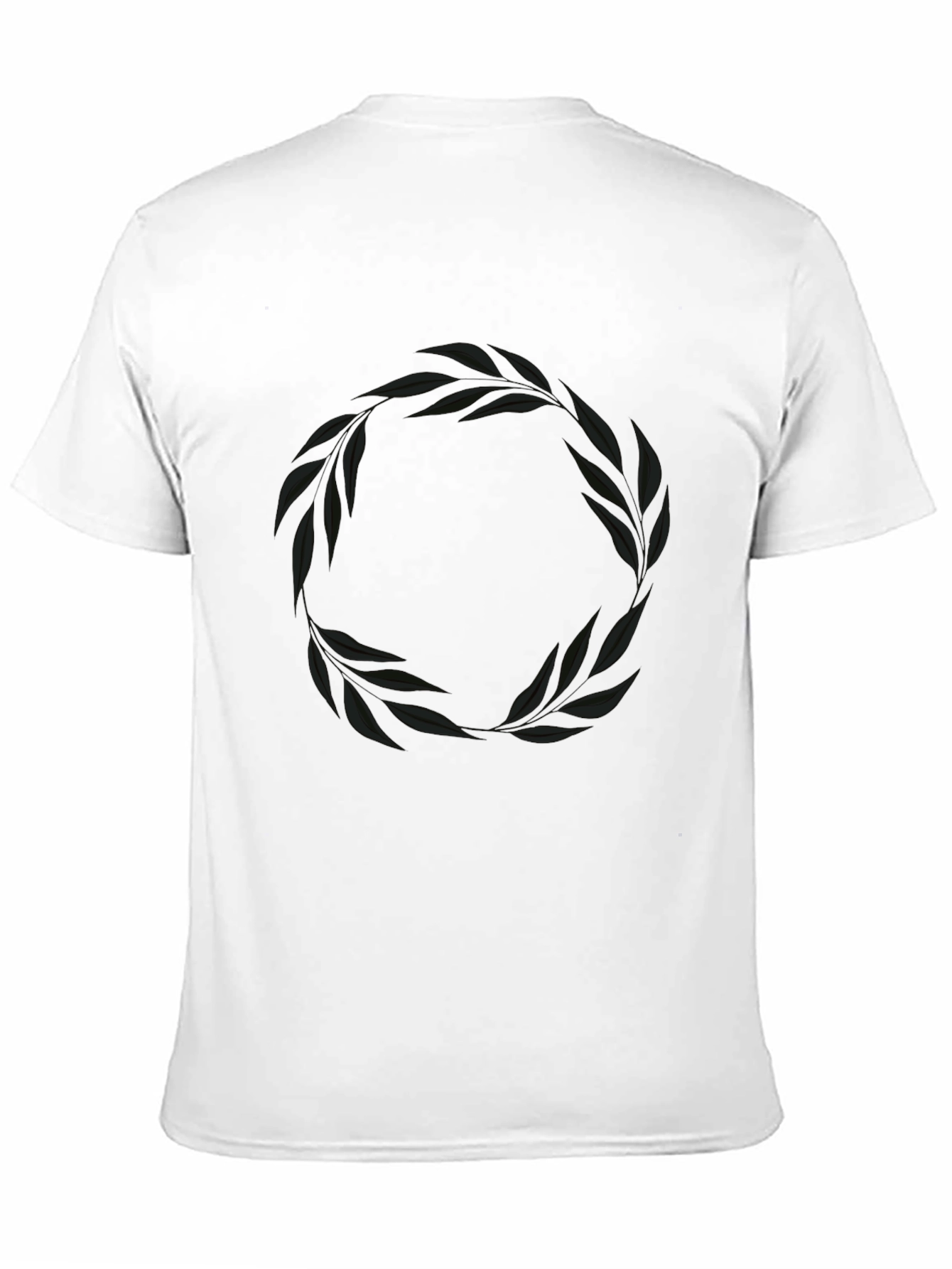 Mens Black T-Shirt with Leaf Wreath Graphic
