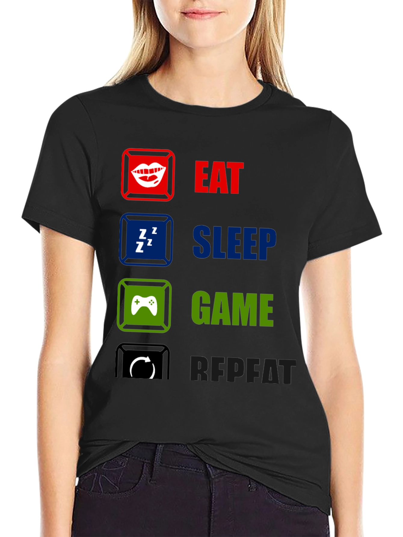 Eat Sleep Game Repeat T-Shirt - Gamer Life Tee