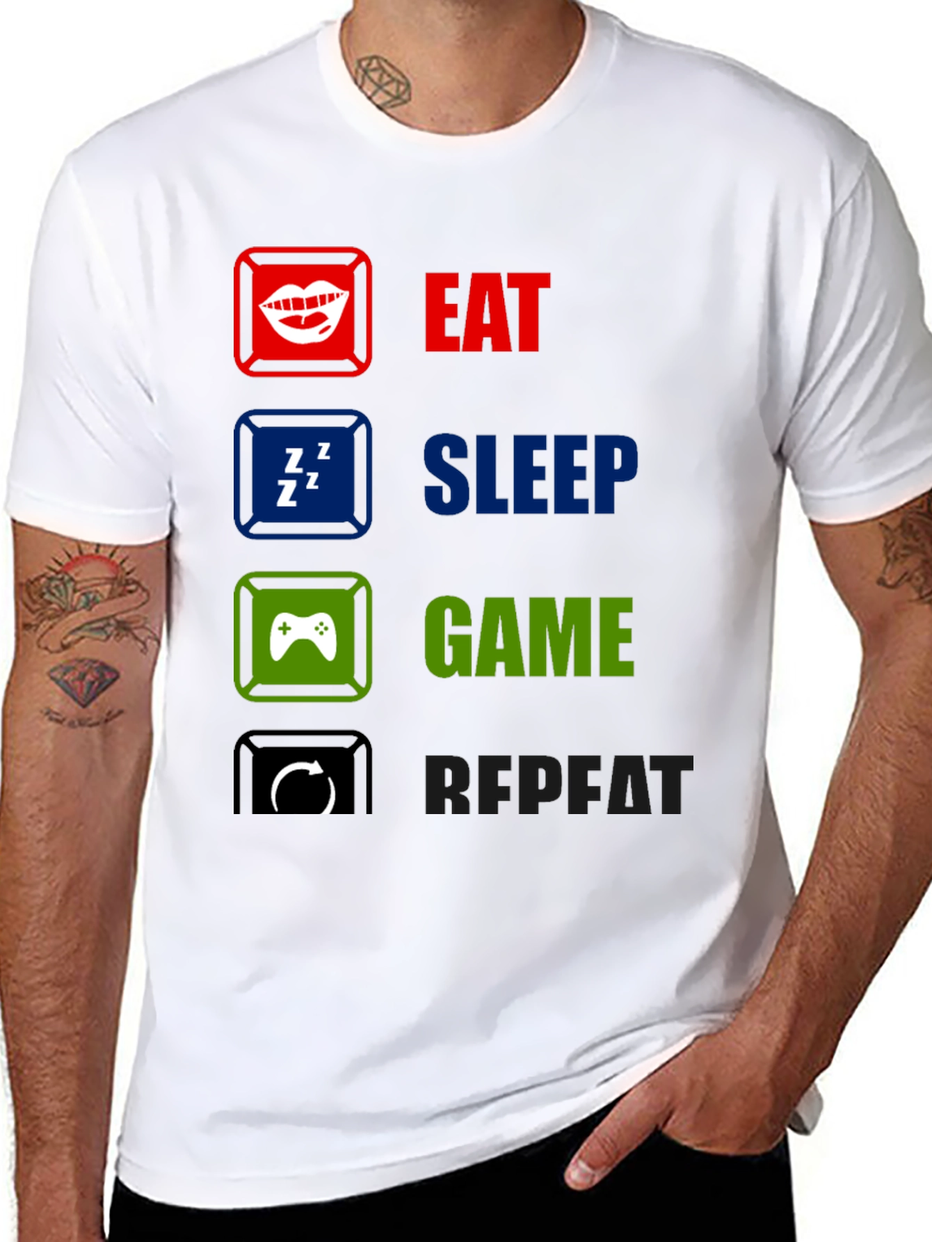 Eat Sleep Game Repeat T-Shirt - Gamer Life Tee