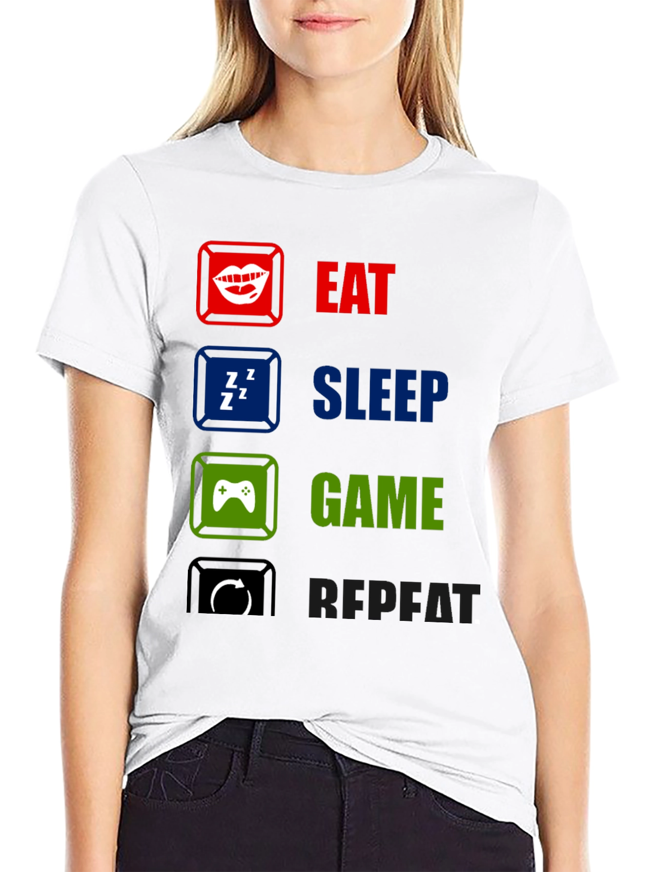 Eat Sleep Game Repeat T-Shirt - Gamer Life Tee