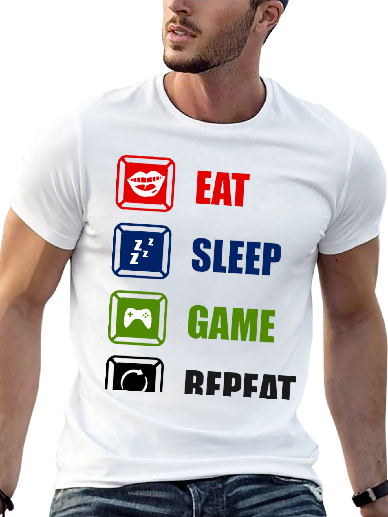 Eat Sleep Game Repeat T-Shirt - Gamer Life Tee