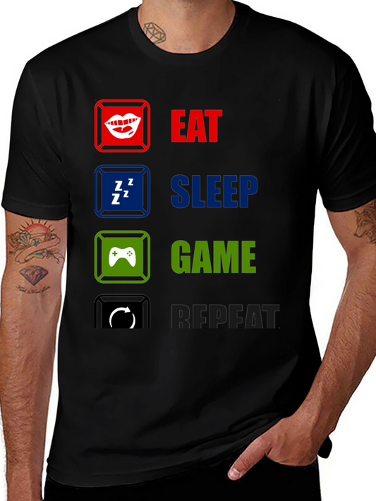 Eat Sleep Game Repeat T-Shirt - Gamer Life Tee